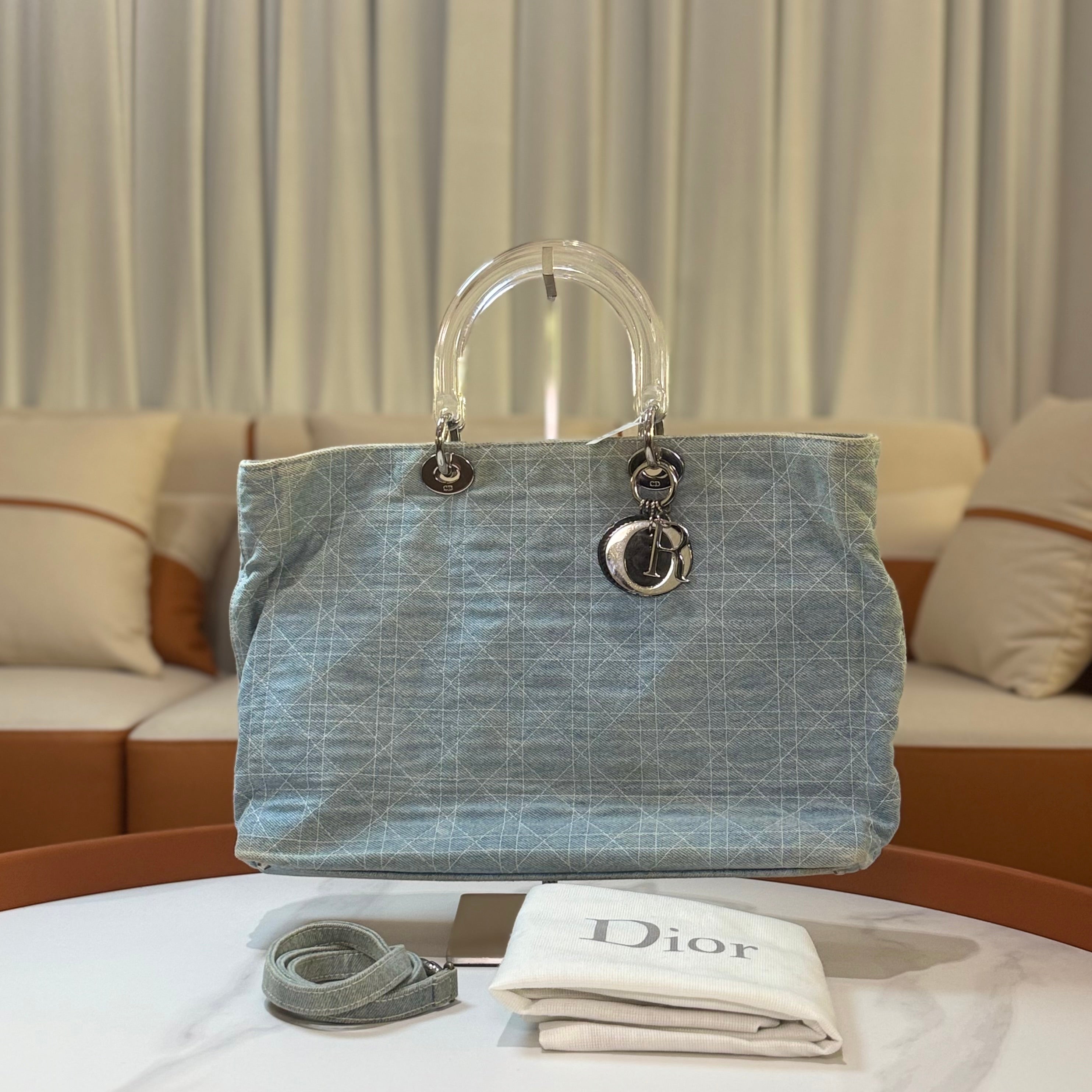 DIOR LADY FIVE-GUSSET DENIM LADY DIOR BAG