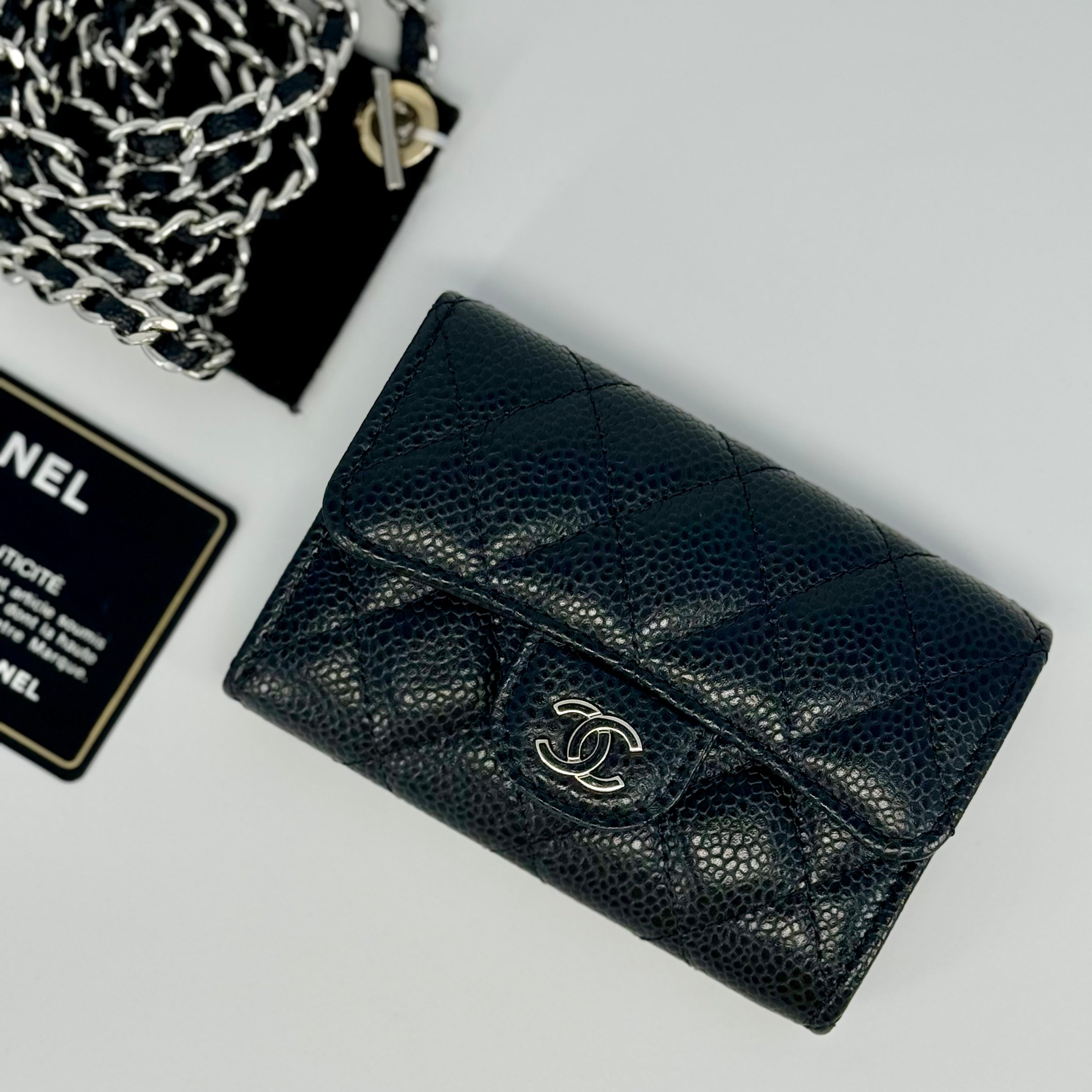 CHANEL CLASSIC FLAP WALLET BLACK CALFSKIN