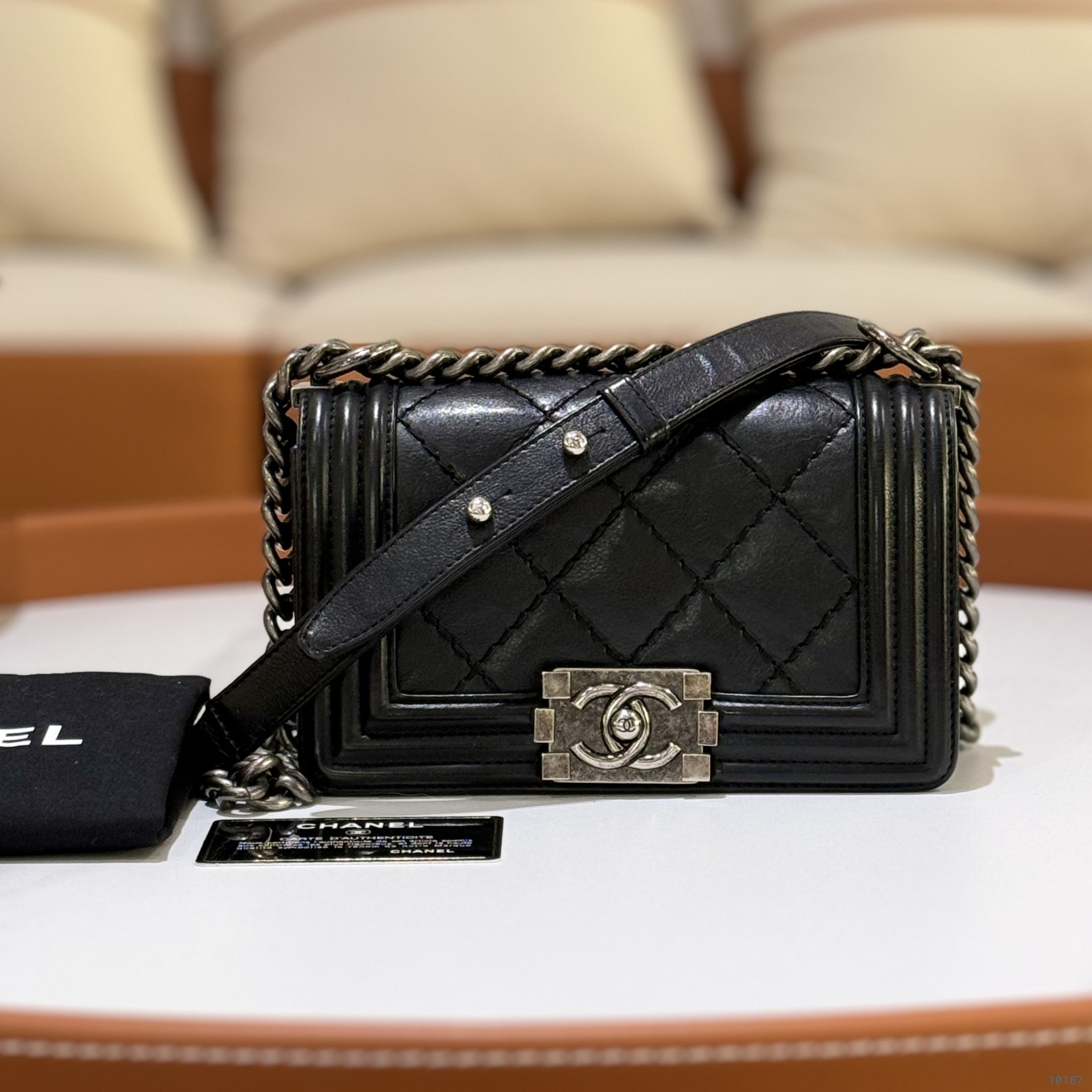 CHANEL SMALL LEBOY BLACK RUTHENIUM HARDWARE