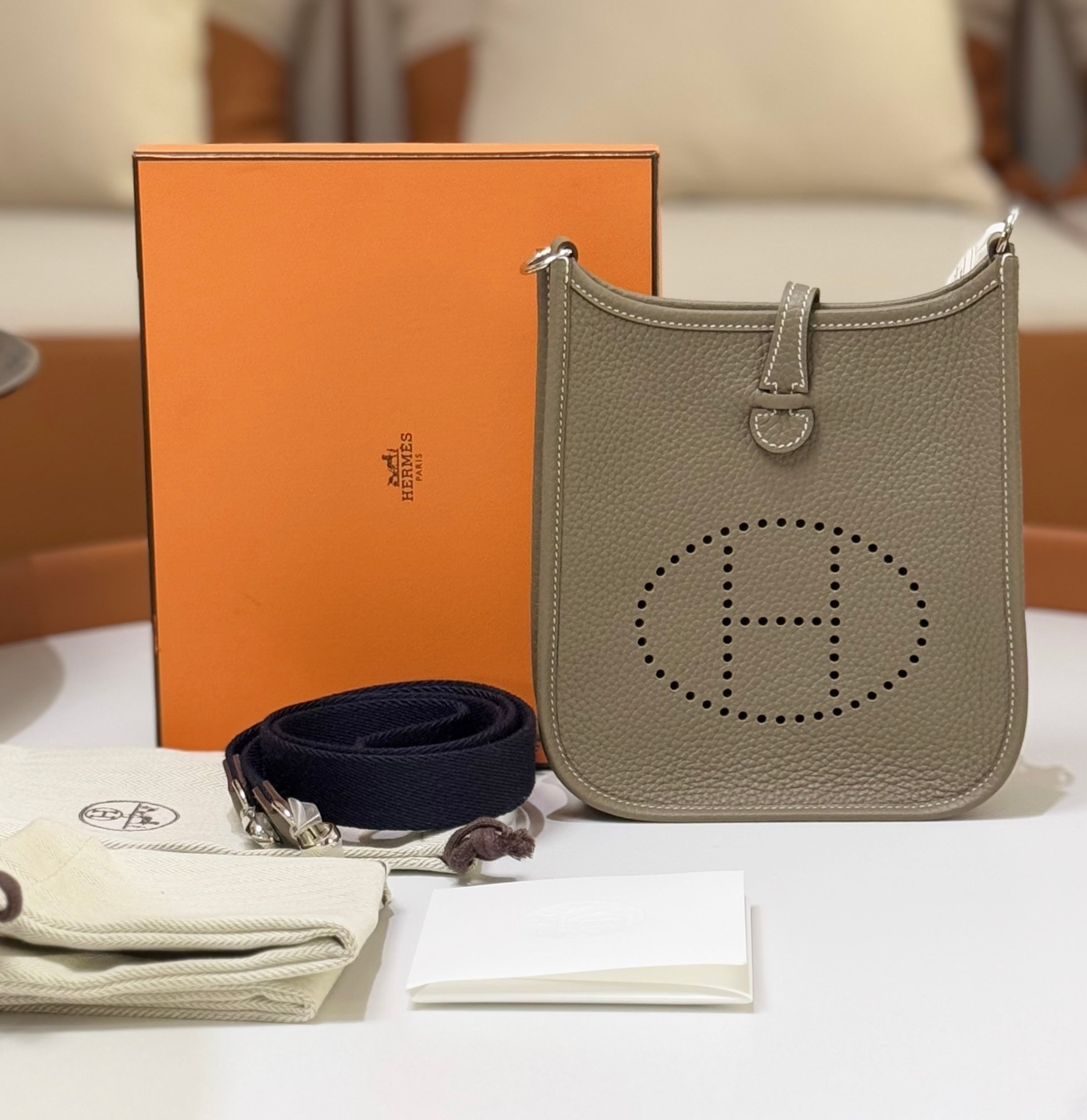 HERMES MINI EVELYNE CLEMENCE ETOUPE W STAMP