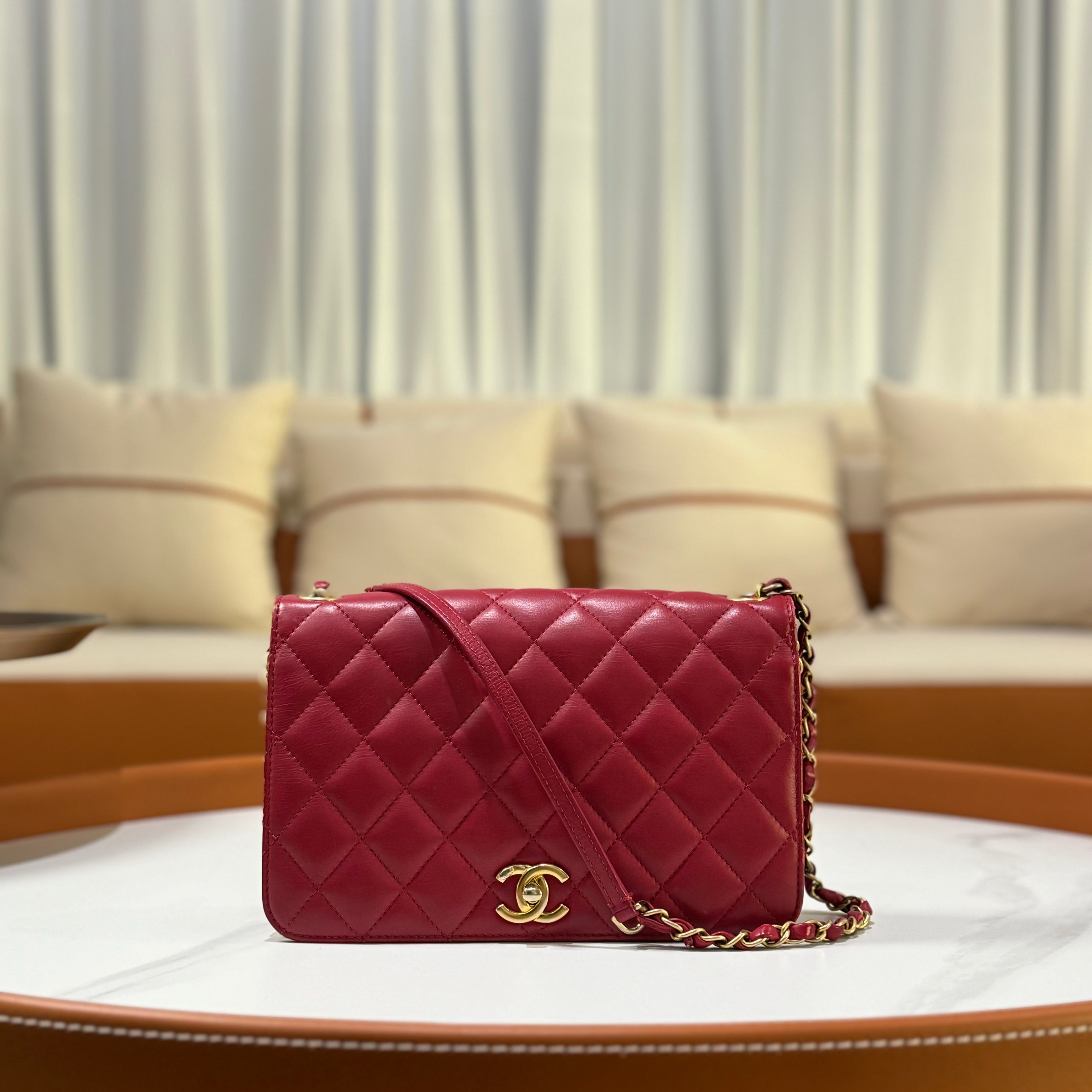 CHANEL FLAP BAG WINE RED