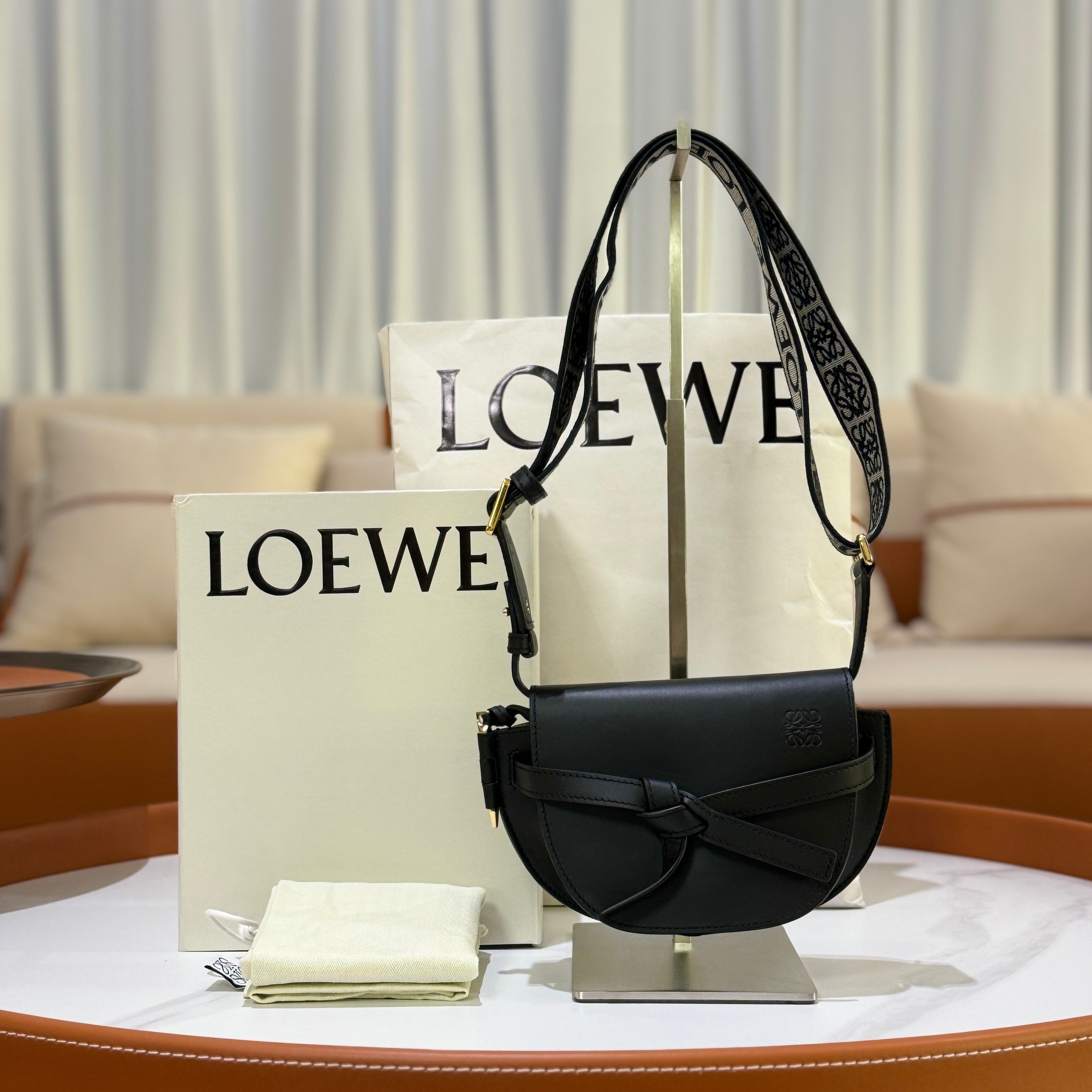 LOEWE MINI GATE BELT BAG CALFSKIN BLACK