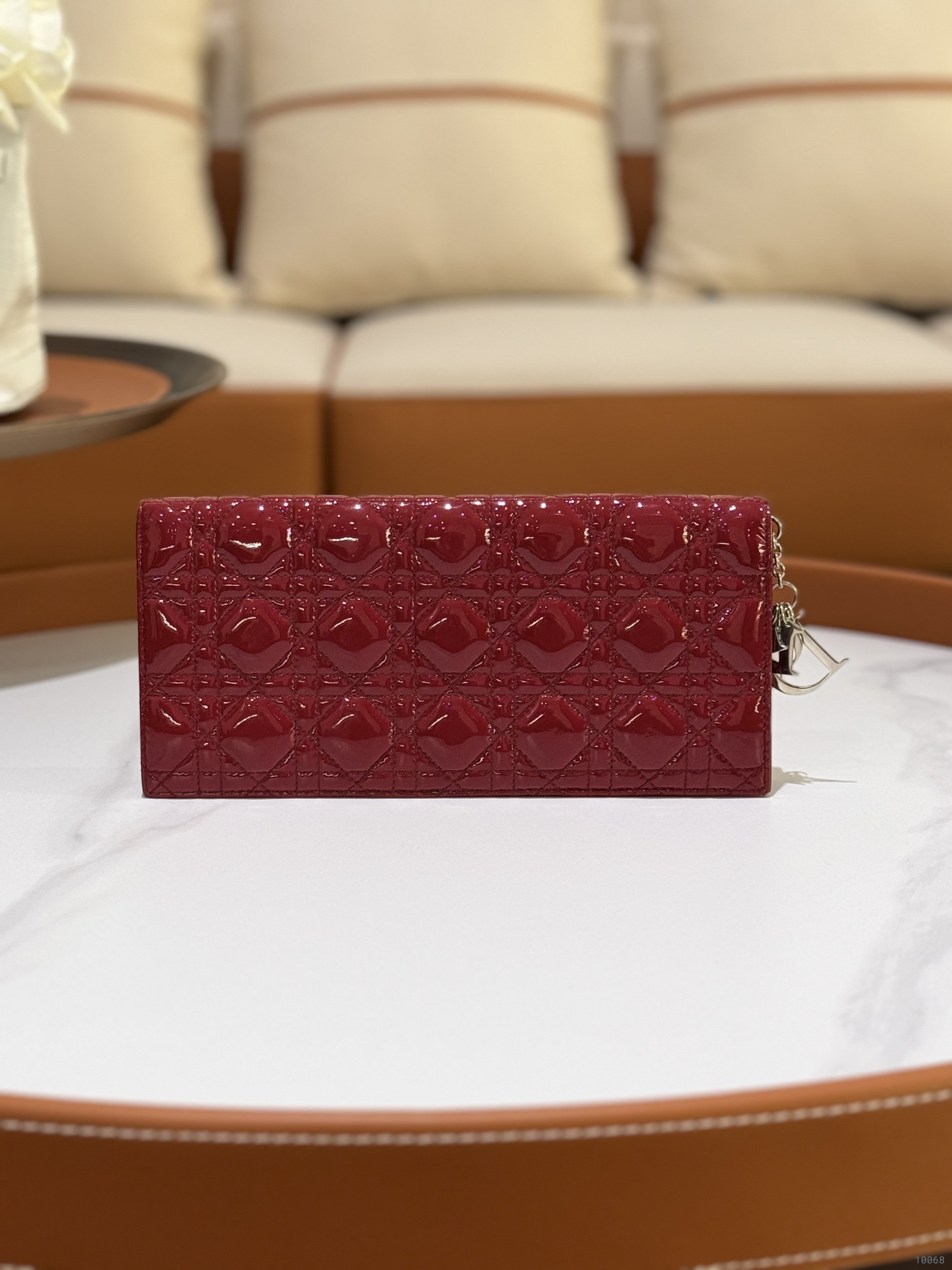 DIOR LADY DIOR POUCH RED PATENT LEATHER | COLLINS RAIN