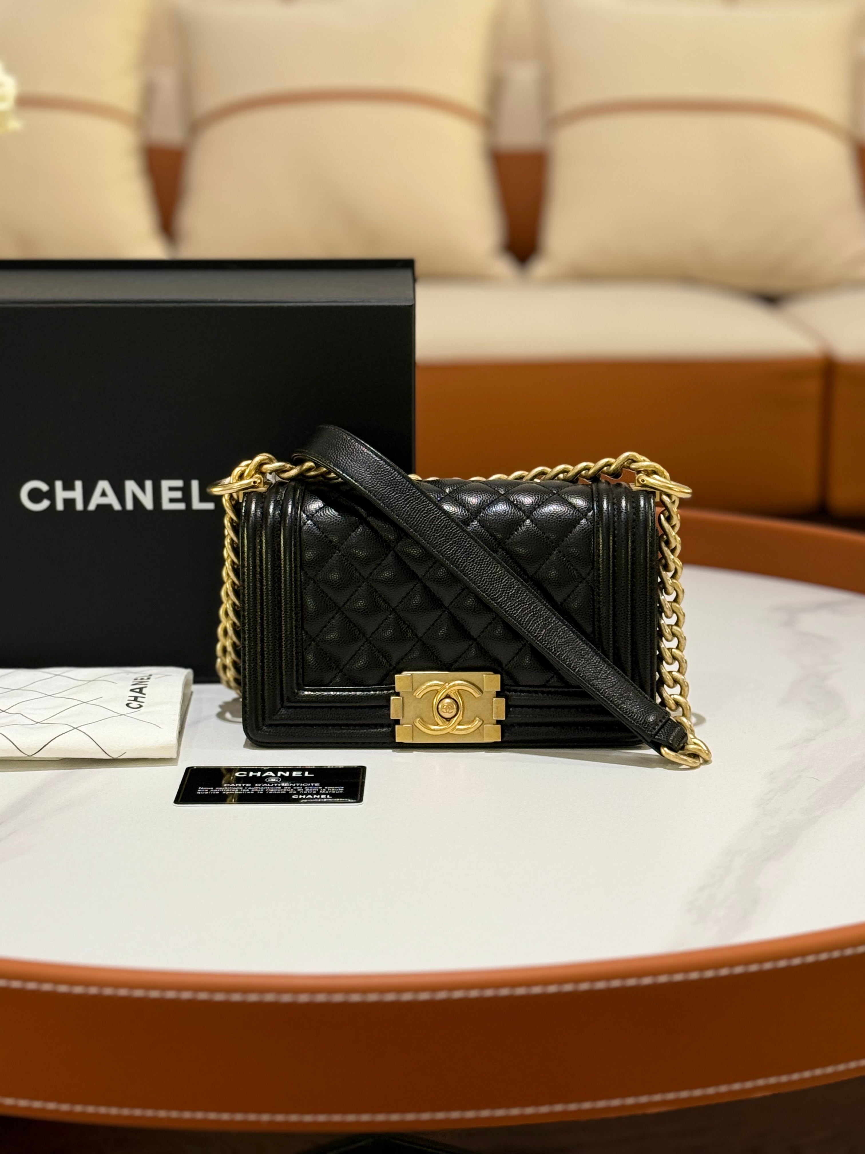 CHANEL LEBOY SMALL BLACK WITH GOLD CHAIN | COLLINS RAIN