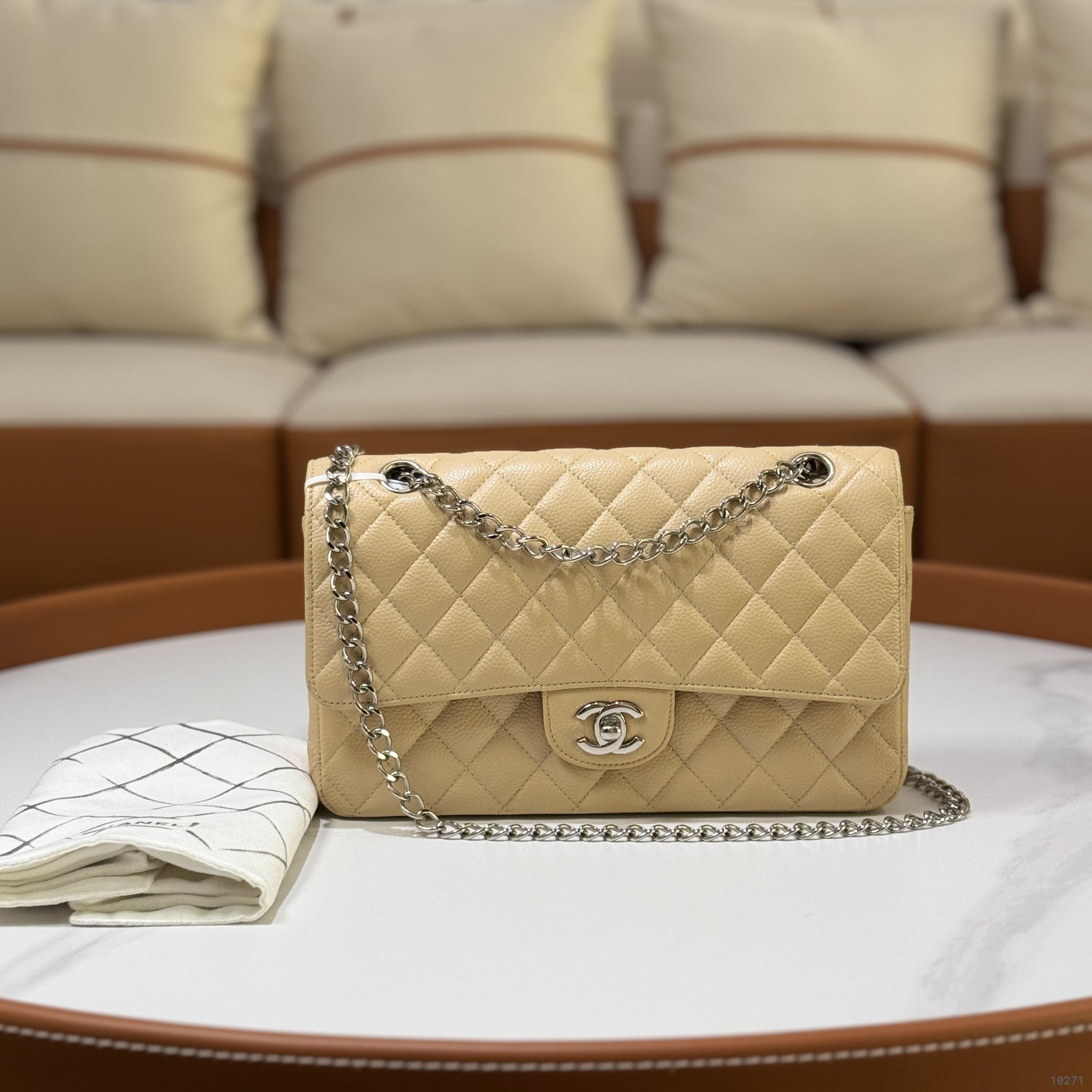 CHANEL CF MEDIUM CALFSKIN BEIGE