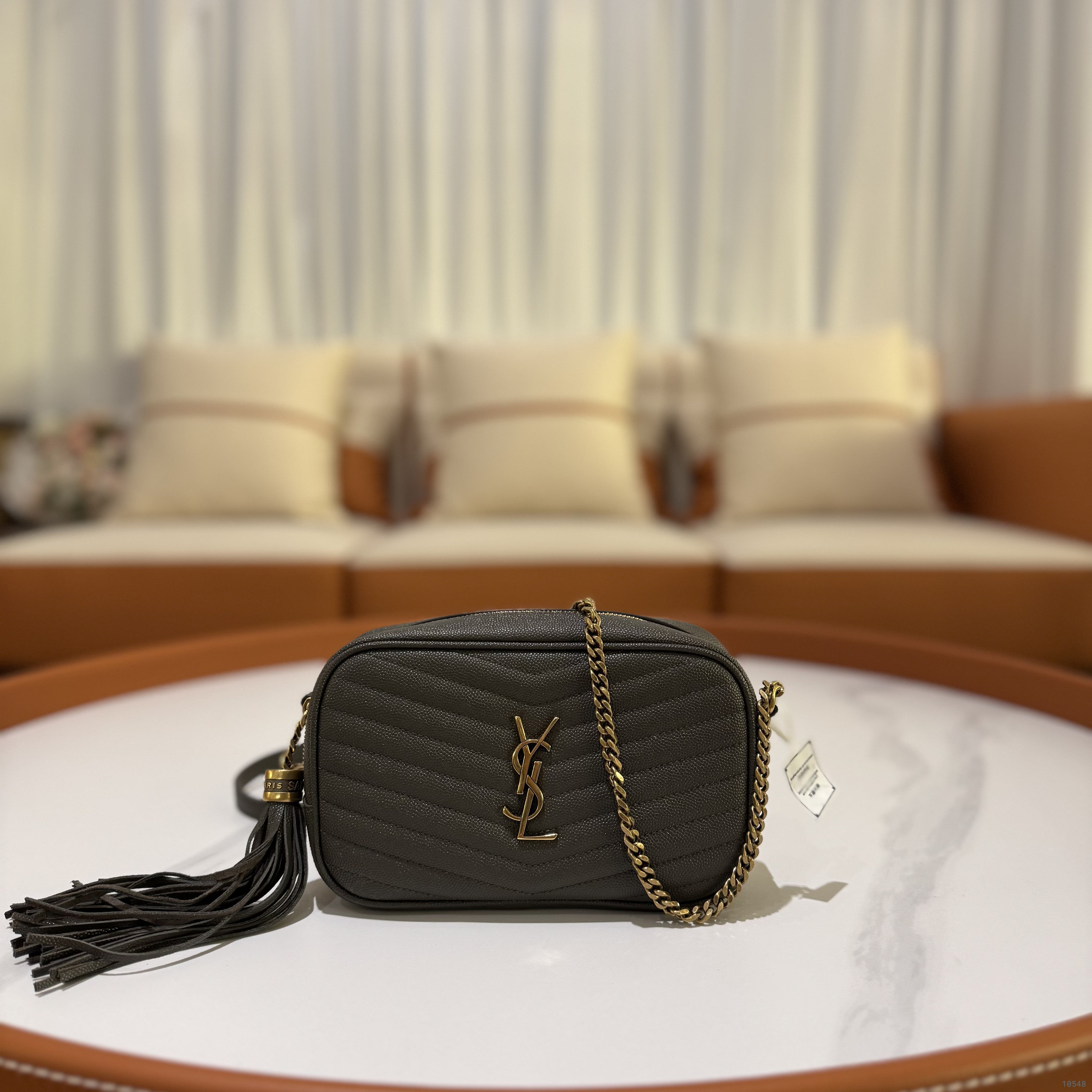 YSL MINI LOU PEBBLE CAMERA BAG WITH TASSEL