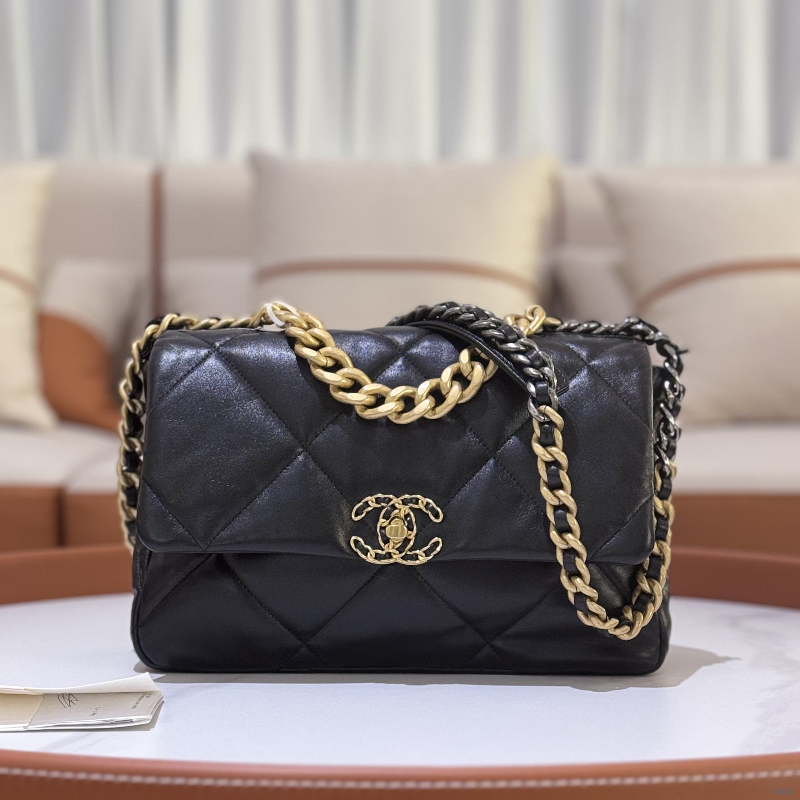 CHANEL LARGE 19 BAG LAMBSKIN BLACK