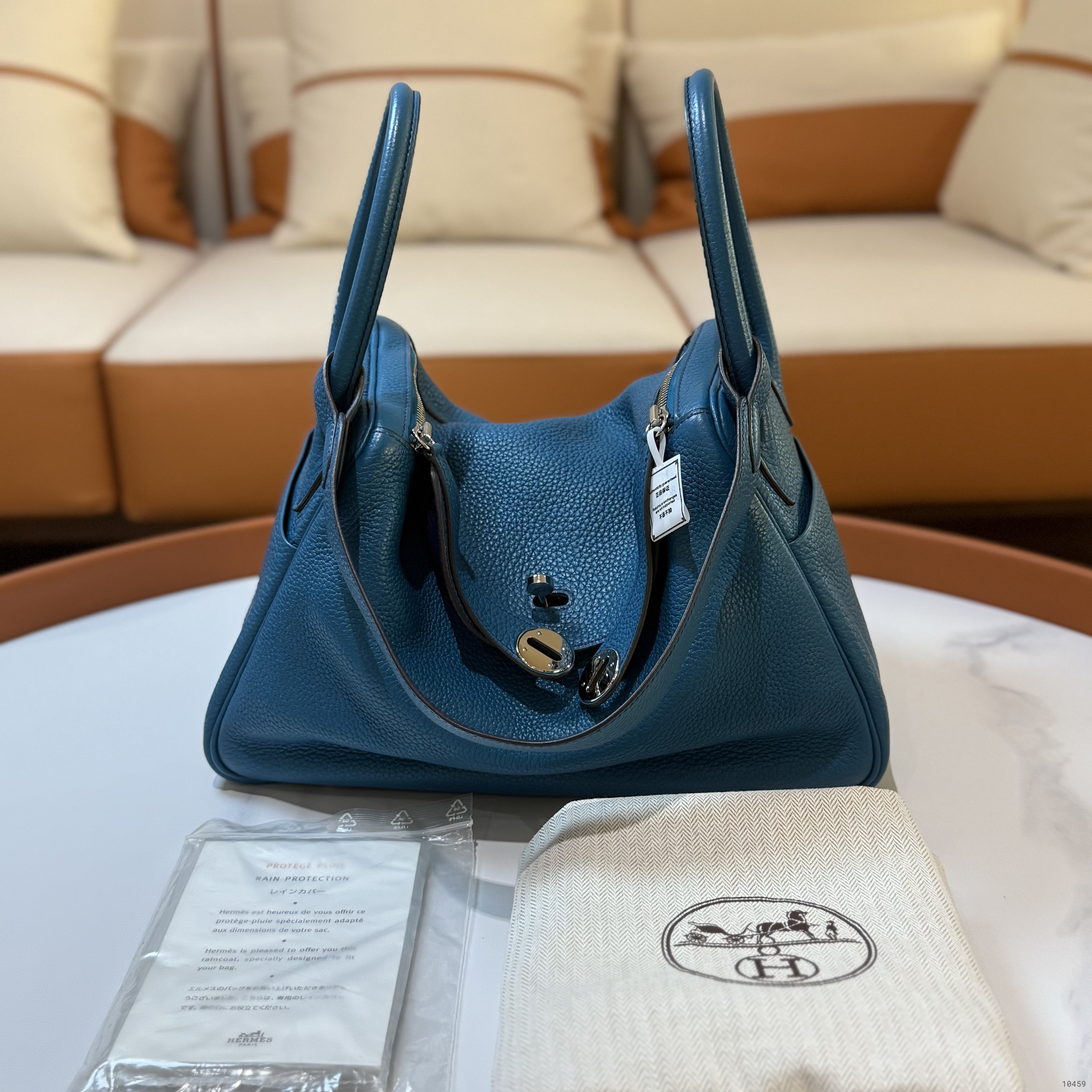 HERMES LINDY 30 AND TURQUOISE  BLUE SILVER STAMP R