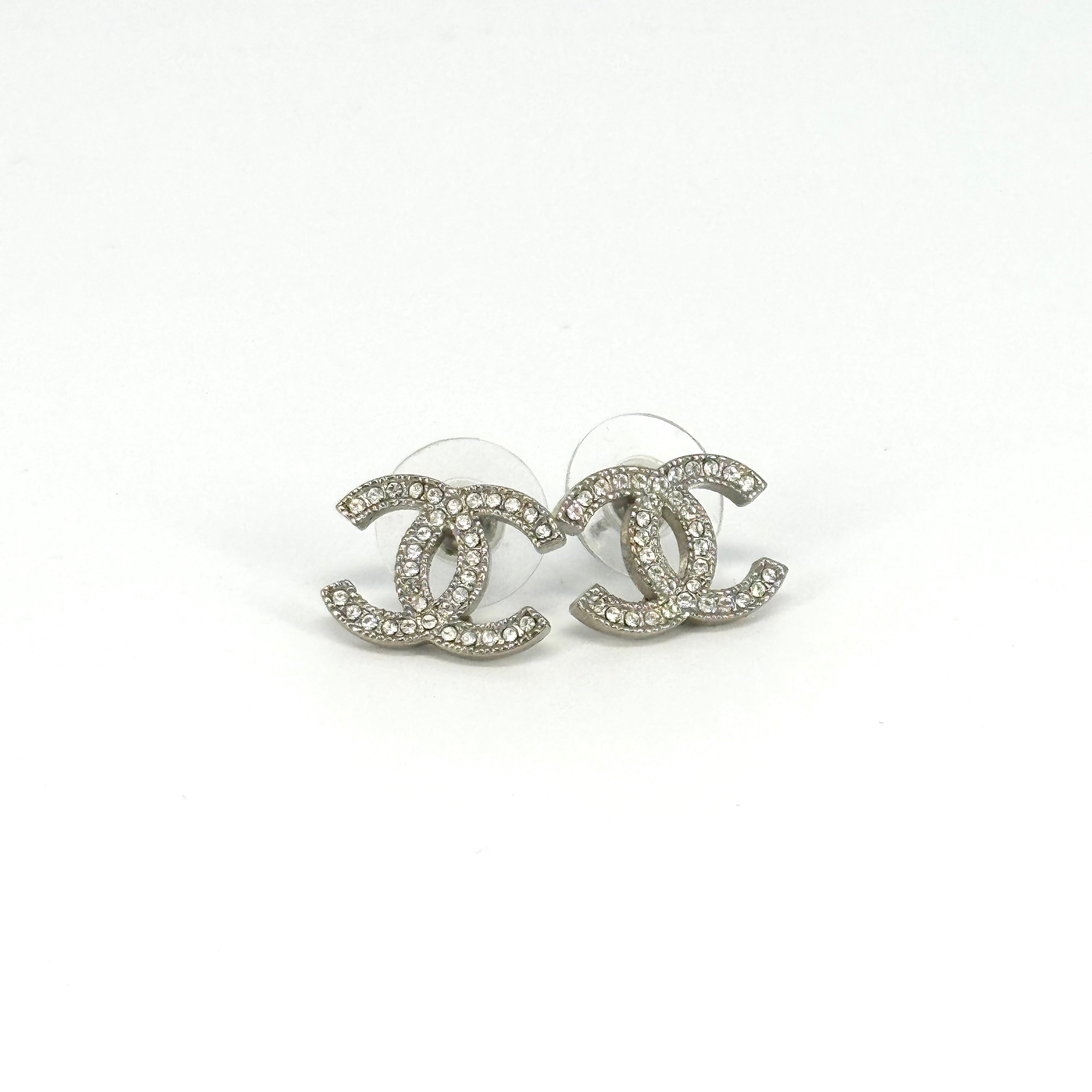 CHANEL CLASSIC DOUBLE C FULL DIAMOND EARRINGS