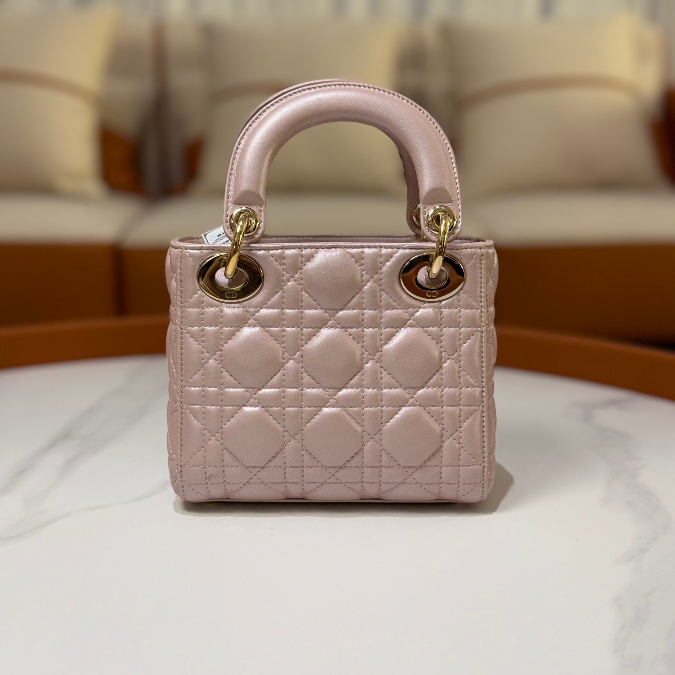 DIOR MINI LADY DIOR LAMBSKIN LOTUS PINK LGHW