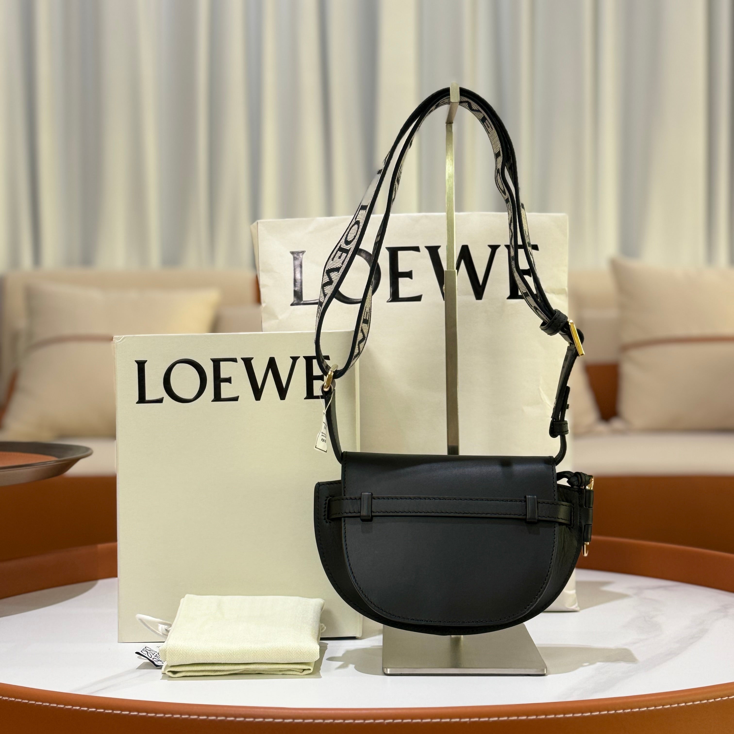 LOEWE MINI GATE BELT BAG CALFSKIN BLACK