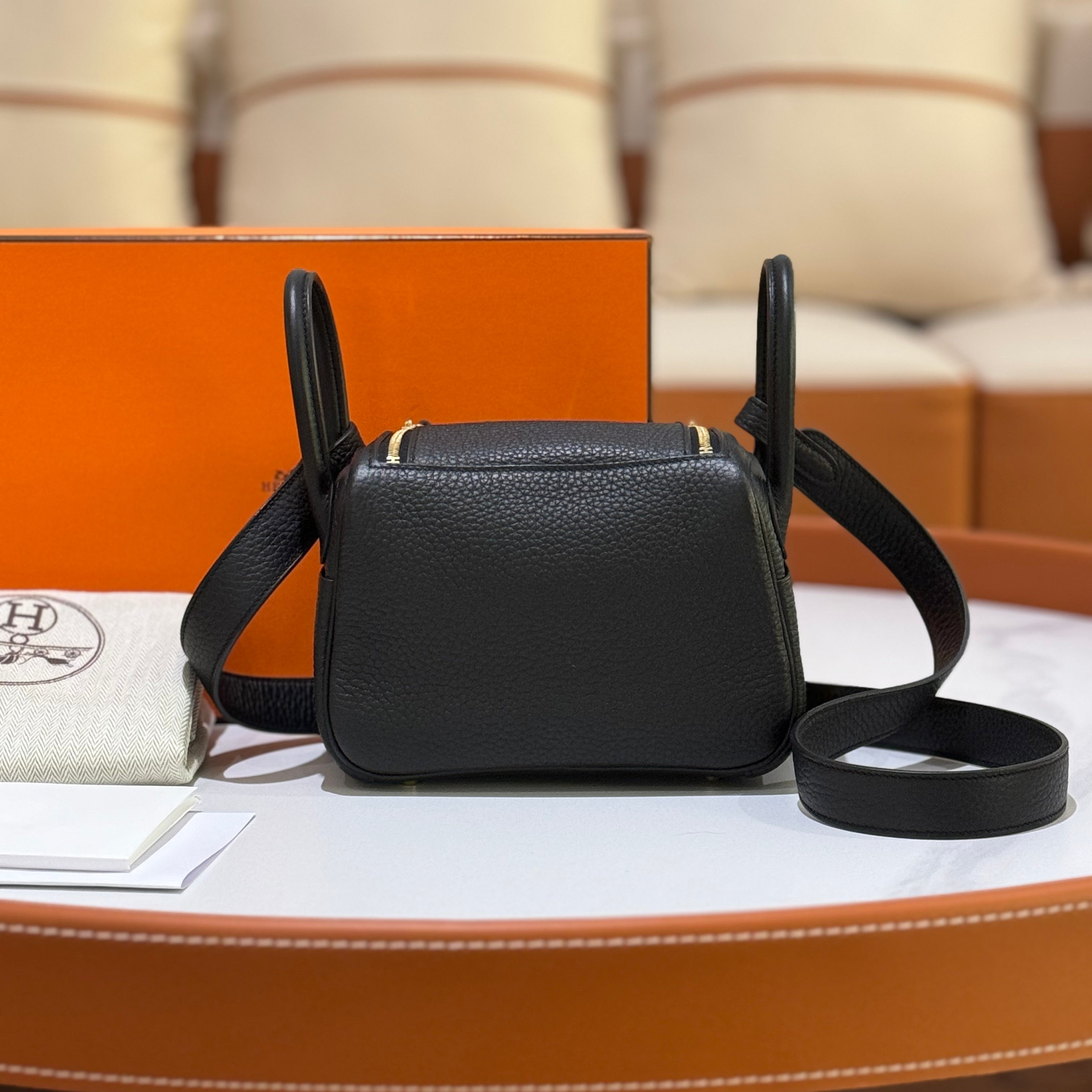 HERMES MINI LINDY IN BLACK WITH GOLD HARDWARE (STAMP B) | COLLINS RAIN