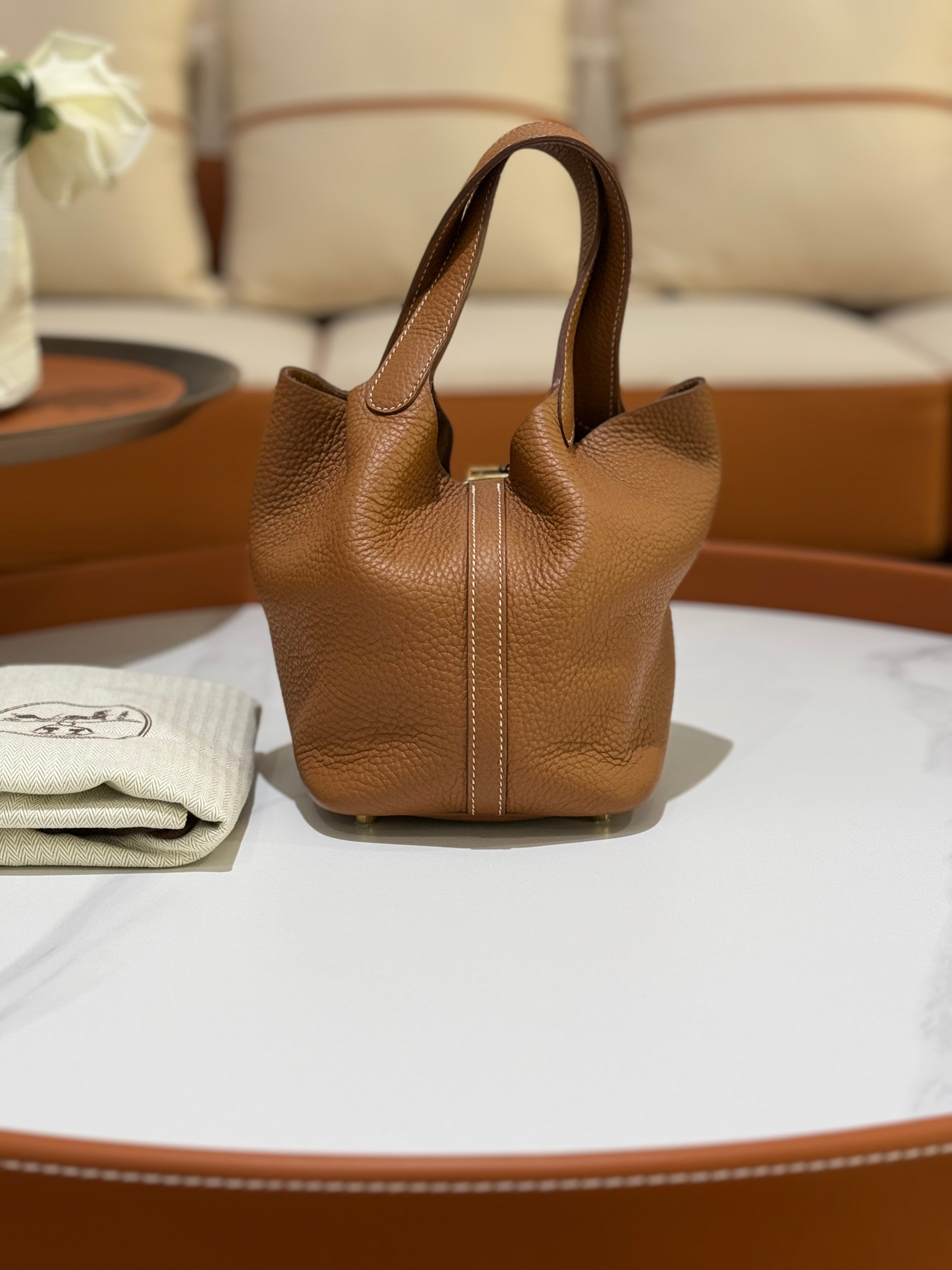 HERMES PICOTIN 18 GOLD BROWN | COLLINS RAIN