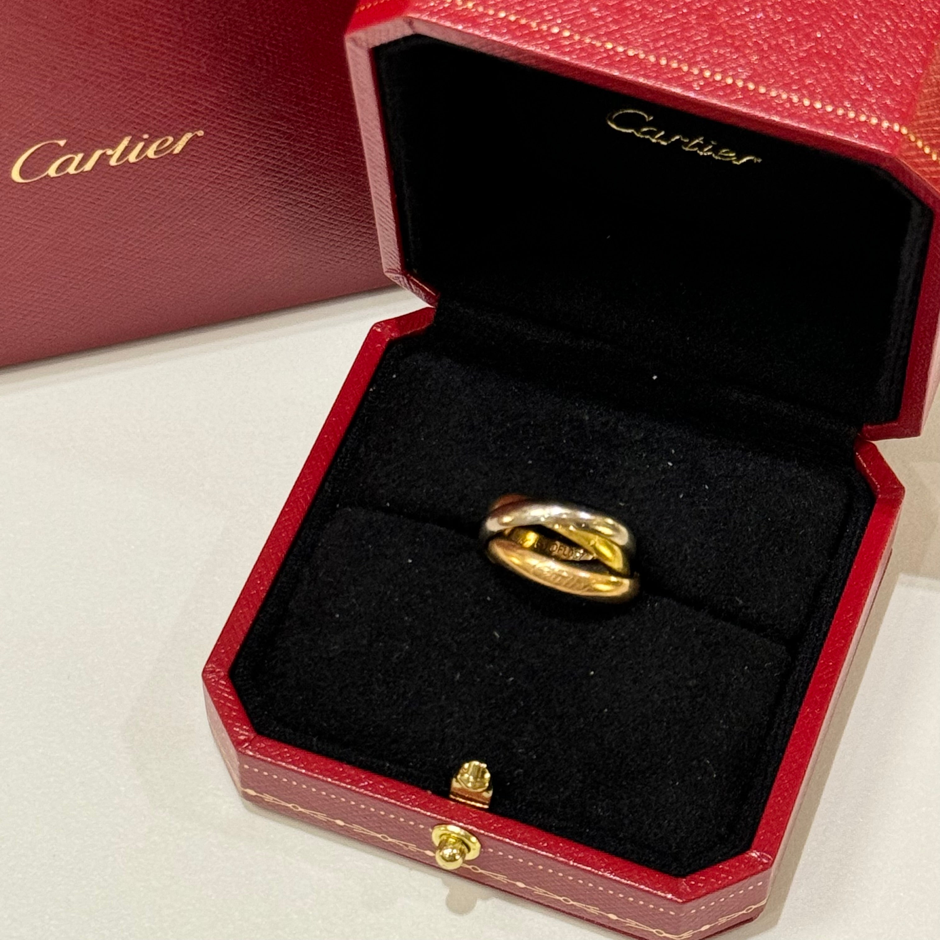 CARTIER TRINITY RINGS SIZE 51 WHITE ROSE YELLOW GOLD