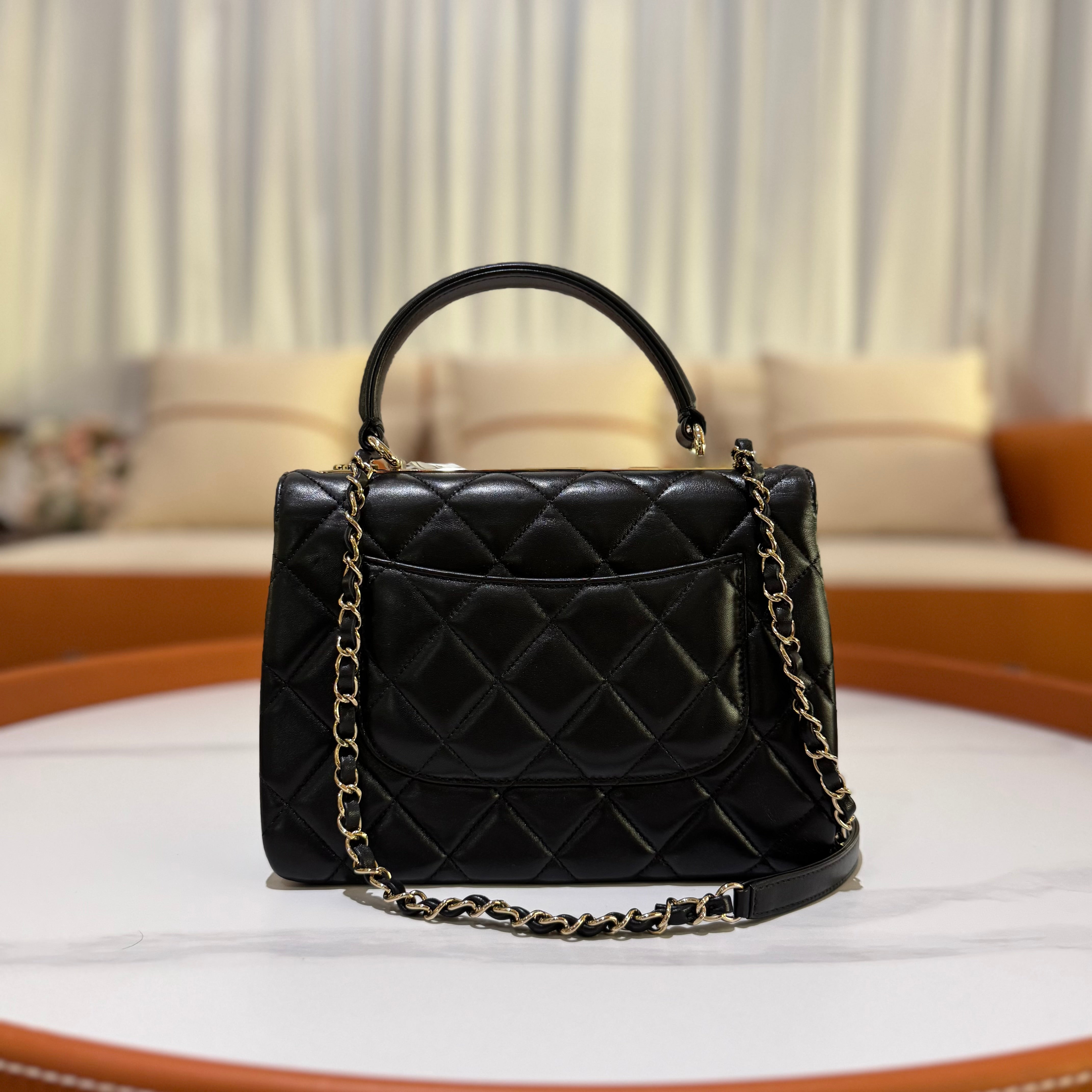 CHANEL TRENDY CC BLACK GOLD QUILTED HANDLE BAG