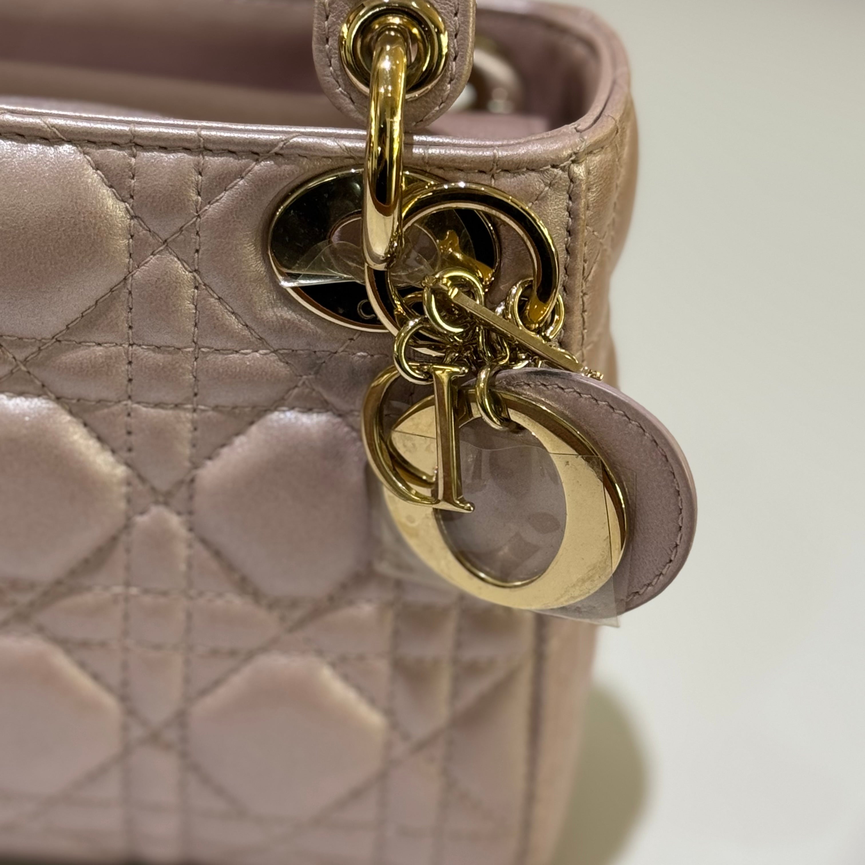 LADY DIOR THREE-GUSSET PEARLESCENT PINK