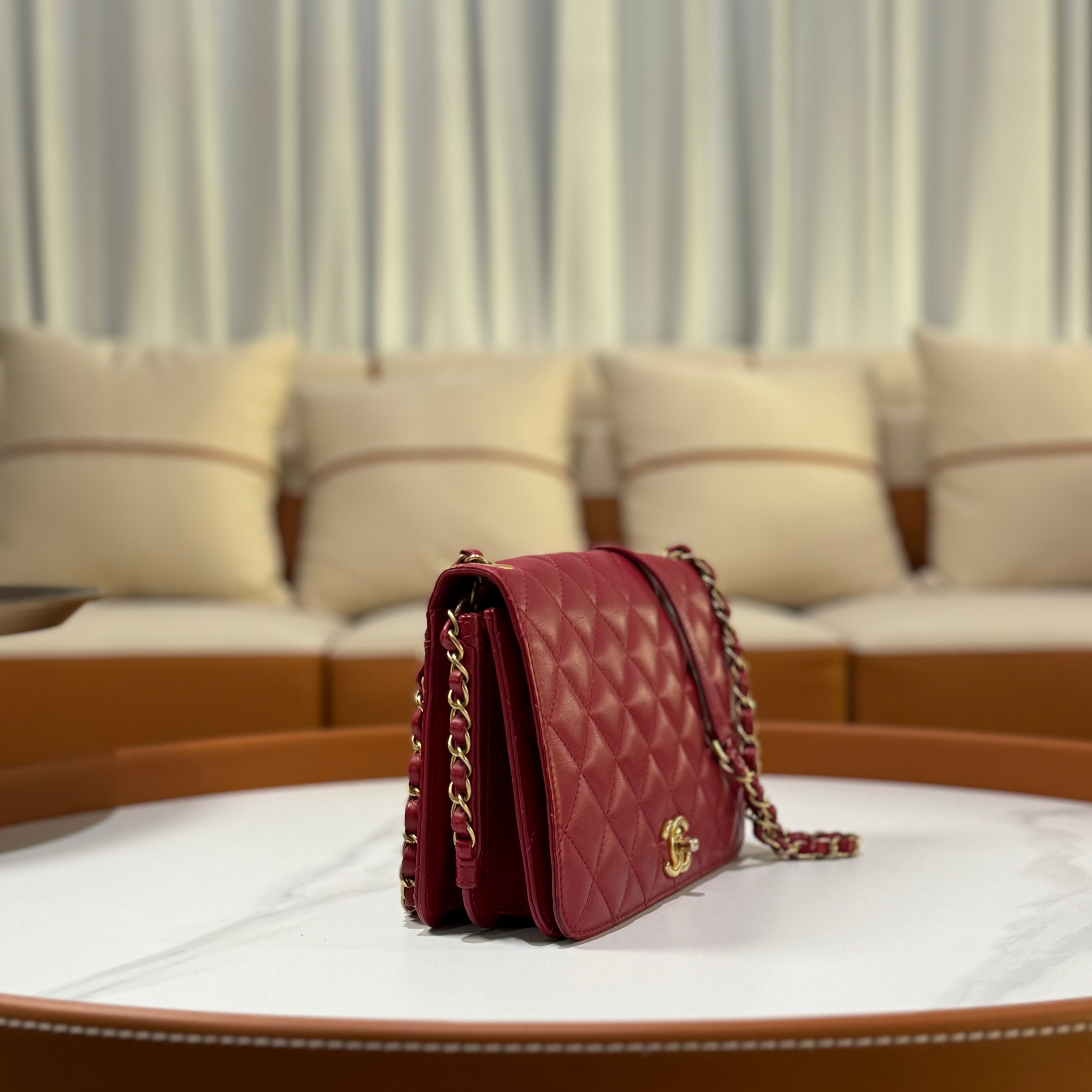 CHANEL FLAP BAG WINE RED