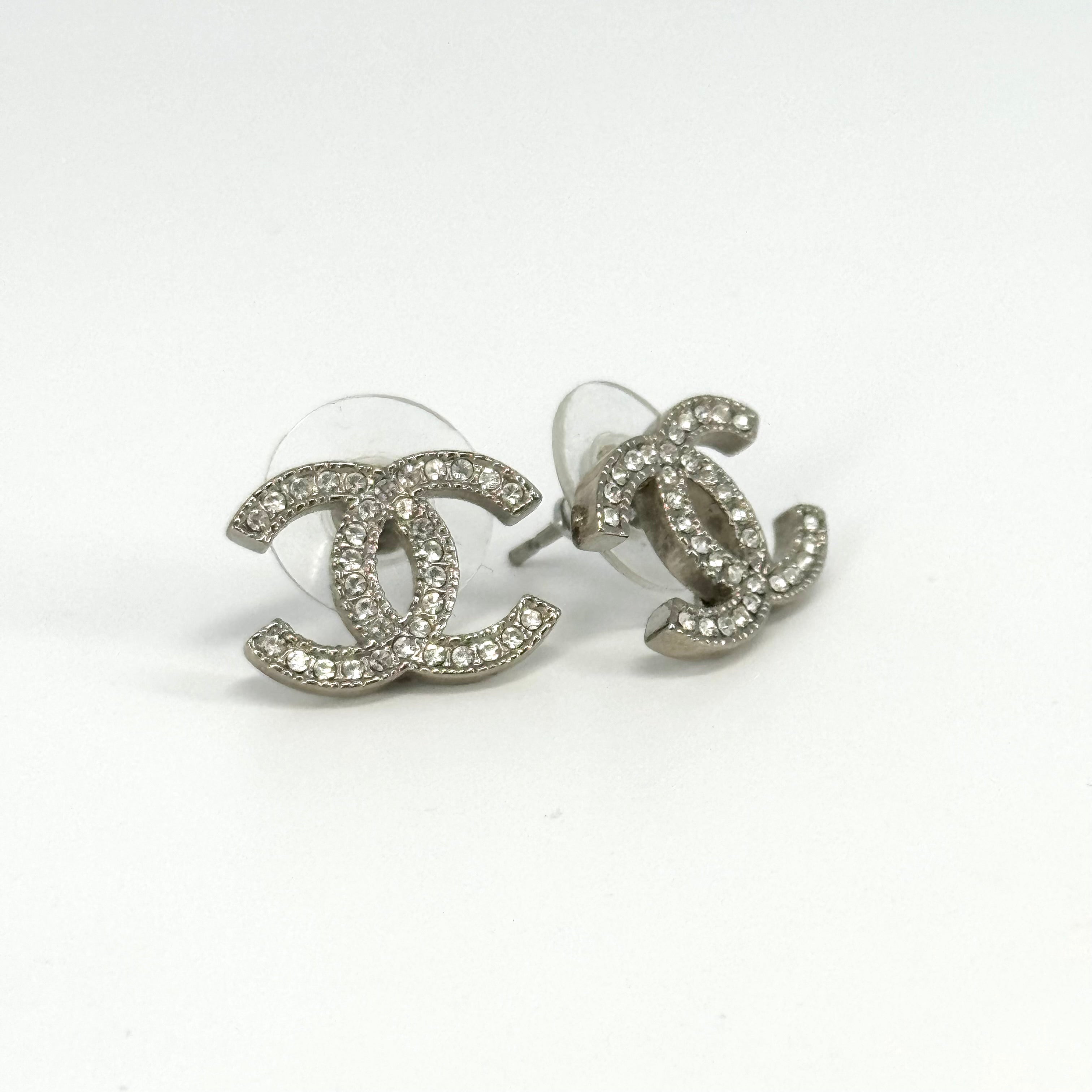 CHANEL CLASSIC DOUBLE C FULL DIAMOND EARRINGS