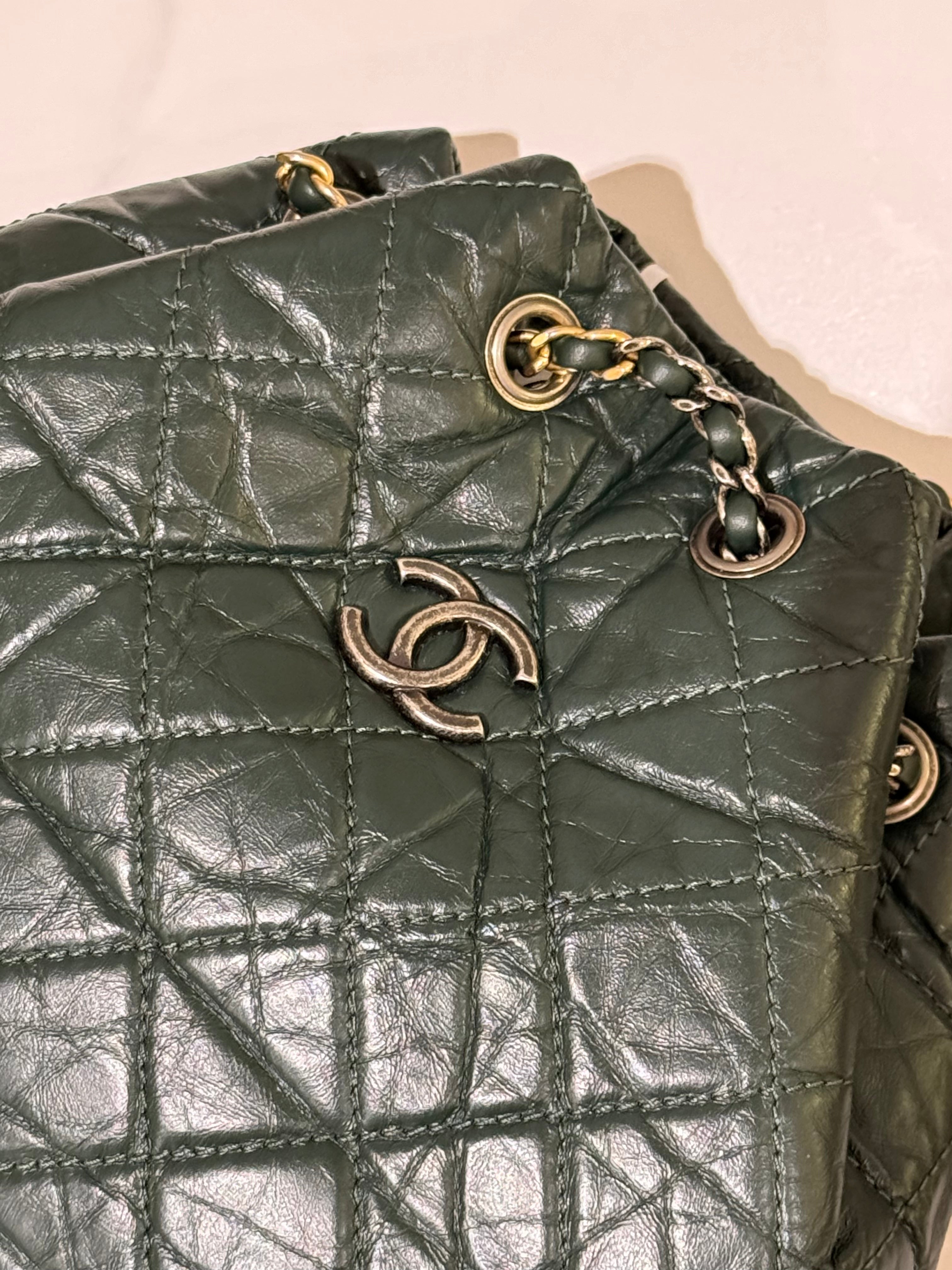 CHANEL GABRIELLE BACKPACK DARK GREEN PM | COLLINS RAIN