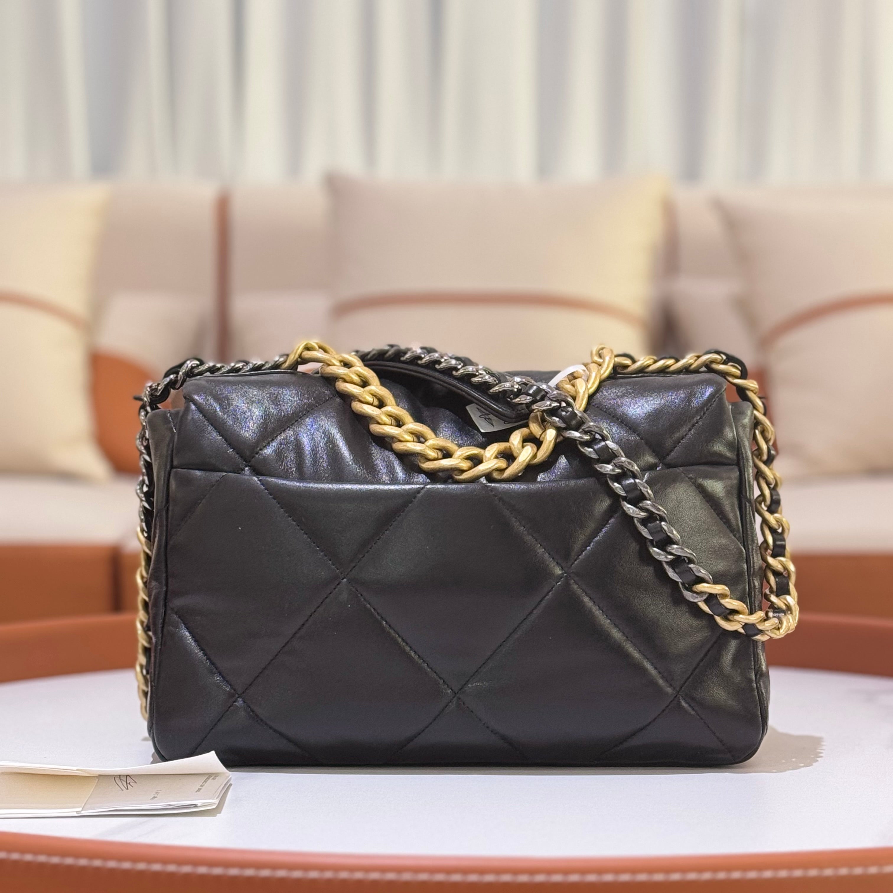 CHANEL LARGE 19 BAG LAMBSKIN BLACK