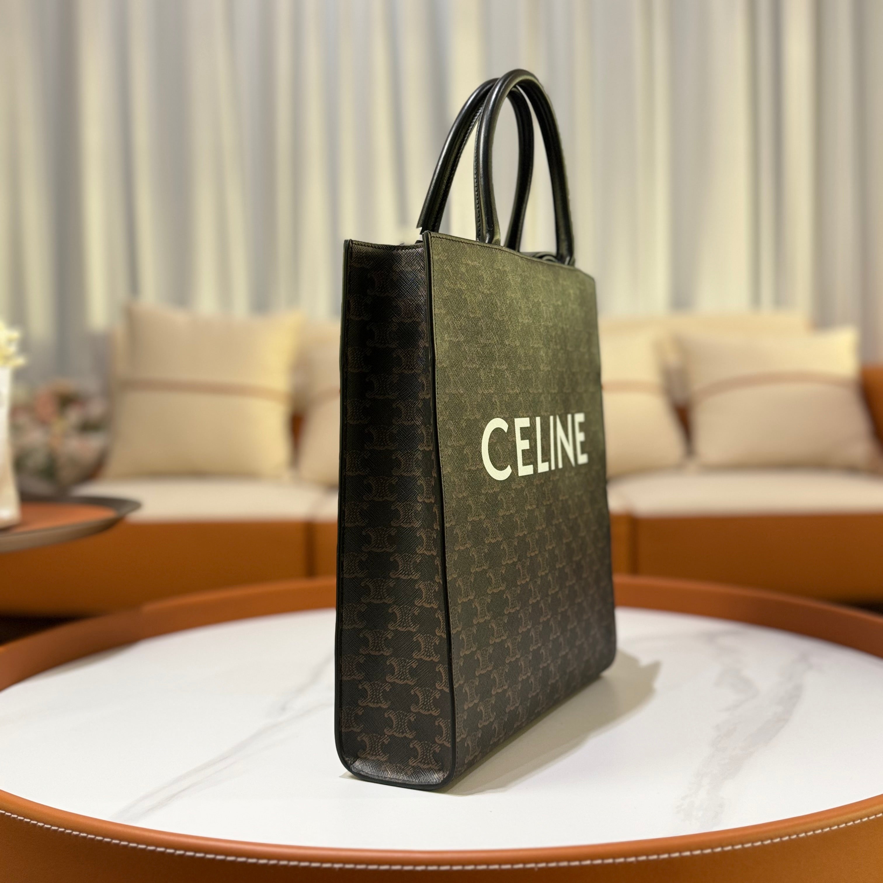 CELINE MEDIUM VERTICAL CABAS IN TRIOMPHE CANVAS WITH CELINE PRINT