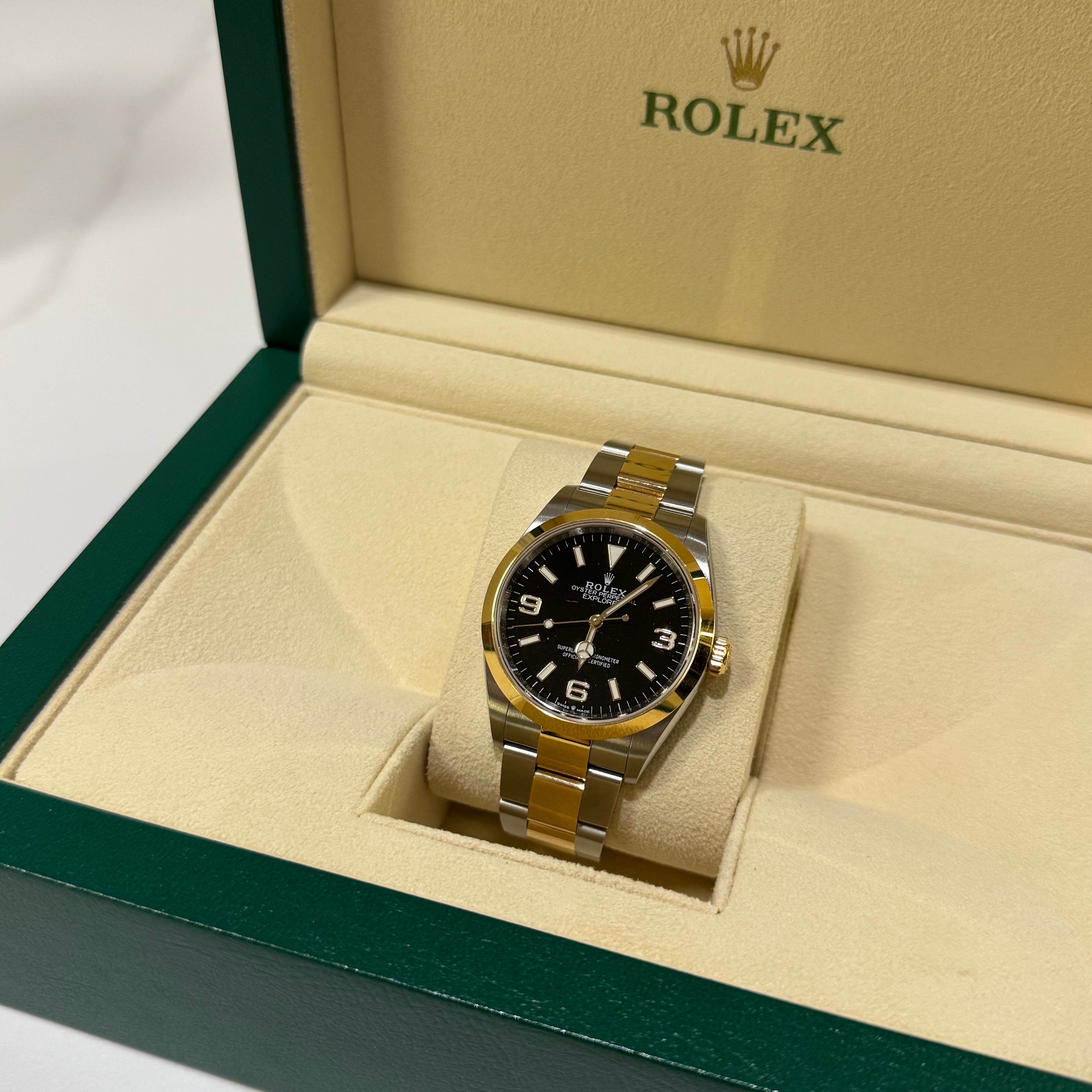 ROLEX EXPLORER 36MM OYSTERSTEEL, YELLOW GOLD REF 124273