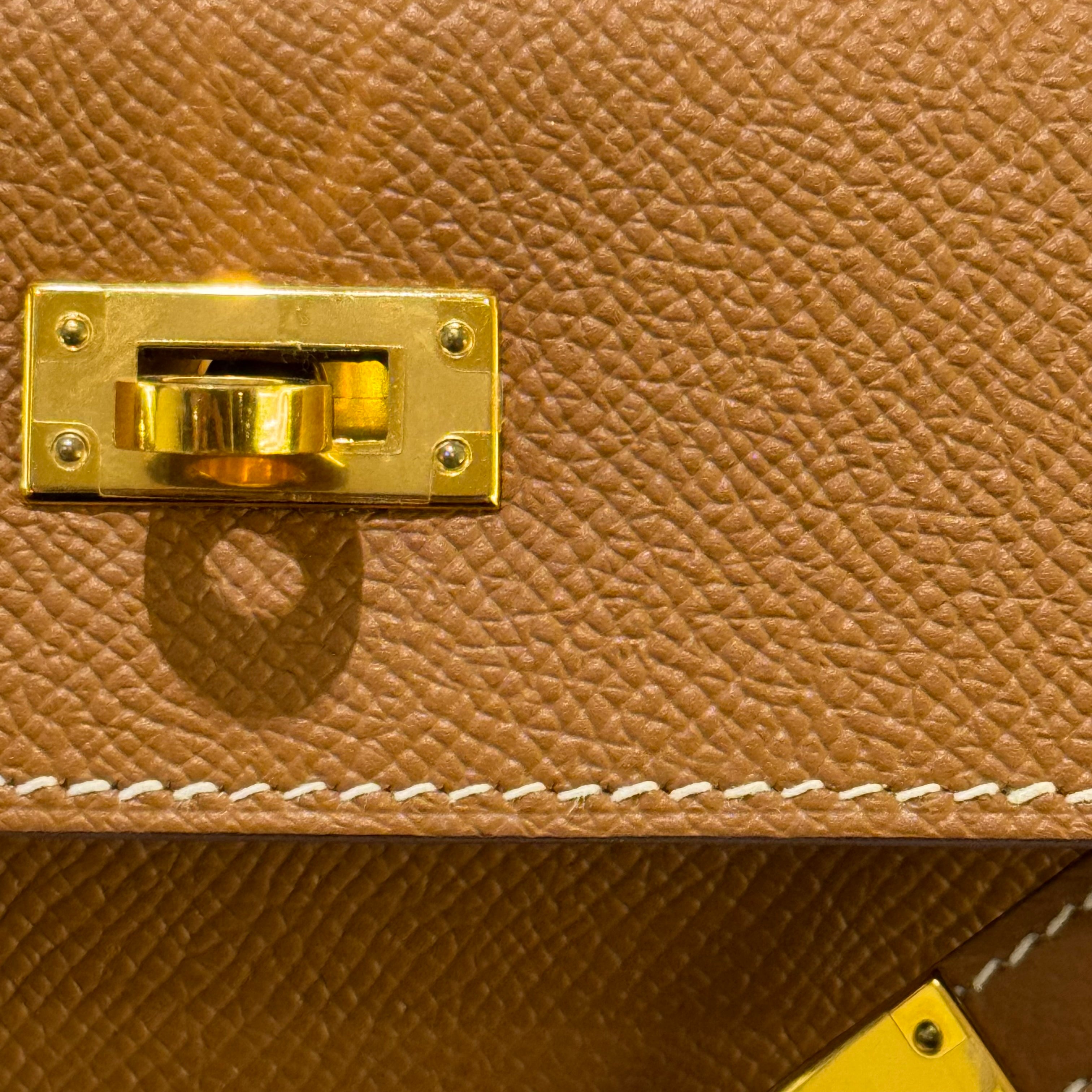 HERMES KELLY 25 EPSOM GOLD BROWN WITH GOLD HARDWARE