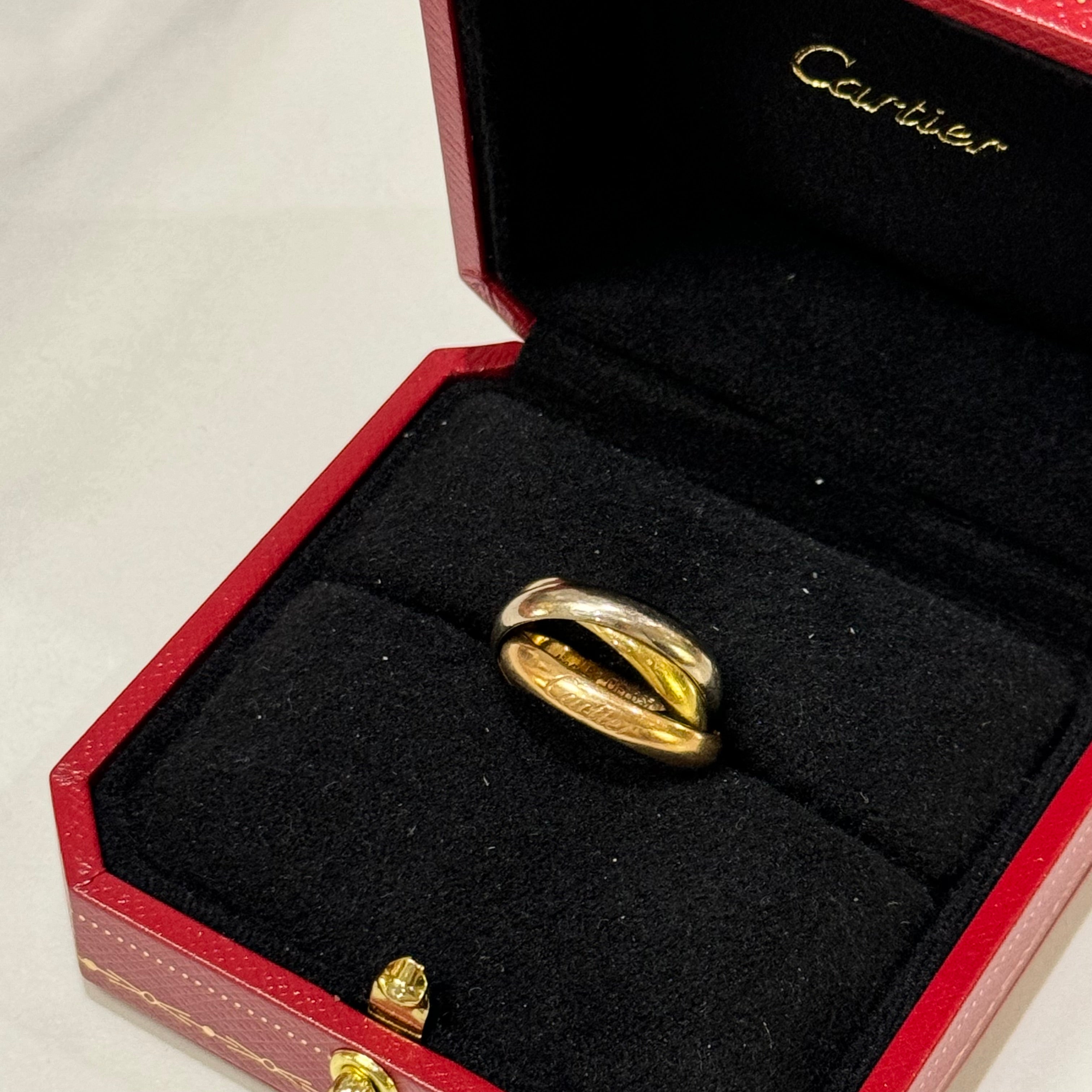 CARTIER TRINITY RINGS SIZE 51 WHITE ROSE YELLOW GOLD