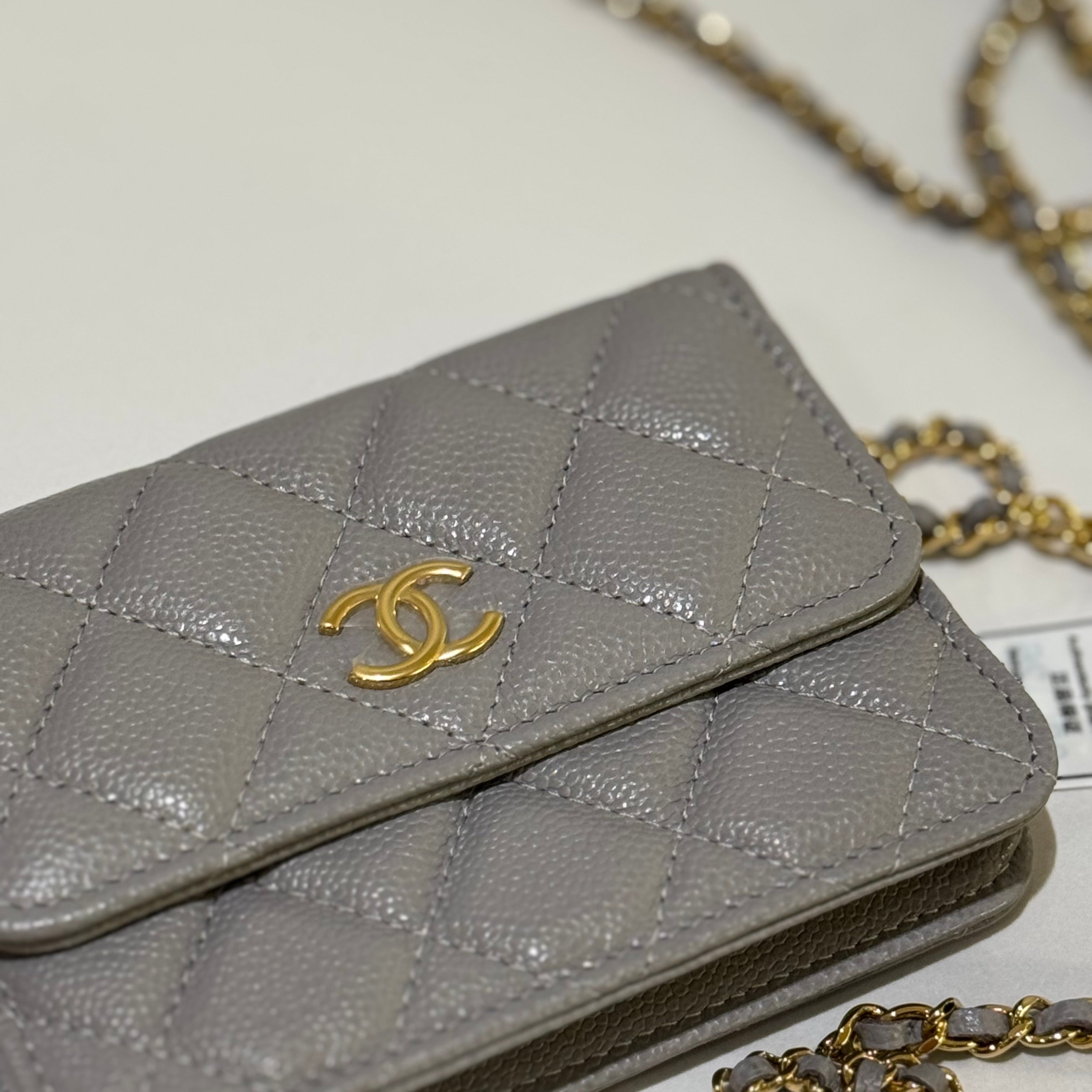 CHANEL MINI BAG COCO GREY COIN PURSE CHAIN BAG