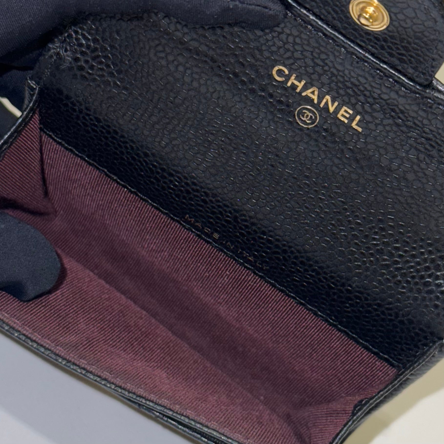 CHANEL CLASSIC FLAP WALLET BLACK CAVIAR LEATHER WALLET