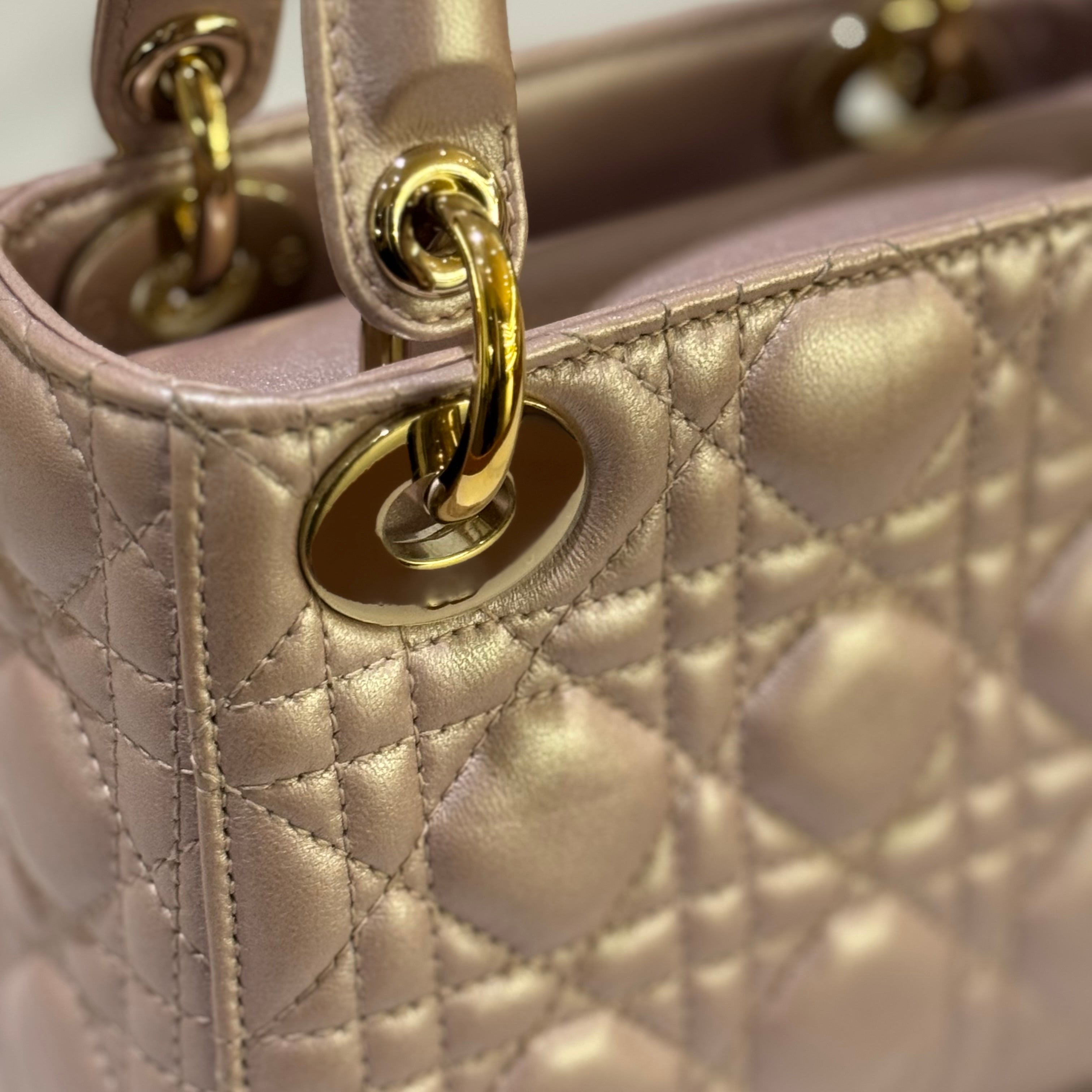 LADY DIOR THREE-GUSSET PEARLESCENT PINK