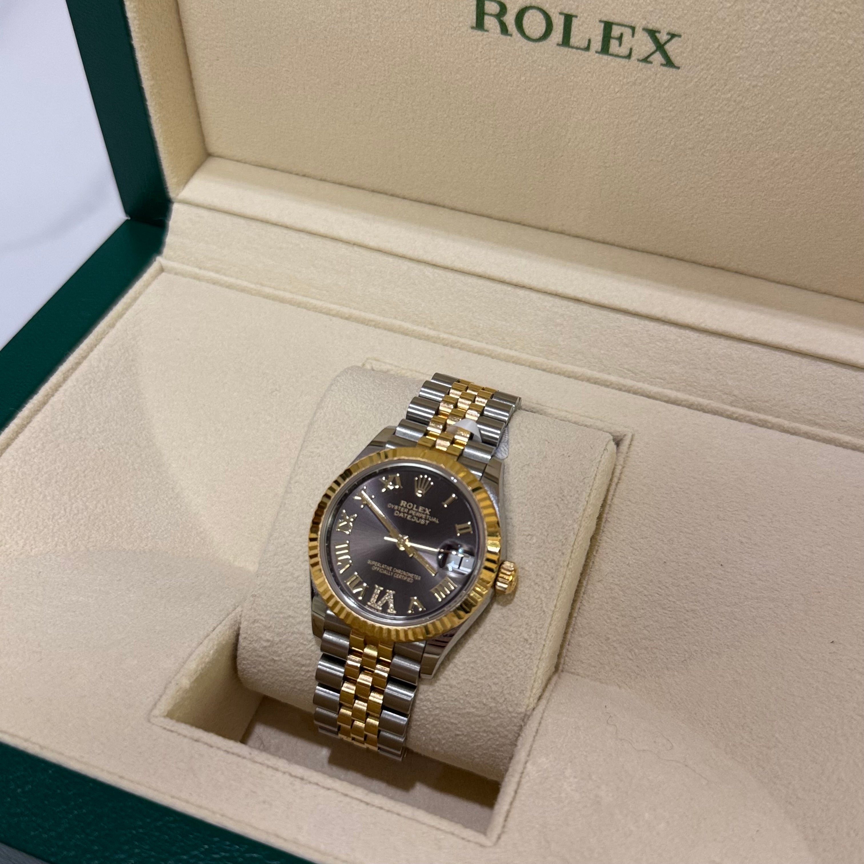 ROLEX DATEJUST 31MM OYSTERSTEEL, YELLOW GOLD REF 278273 COFFEE DIALED