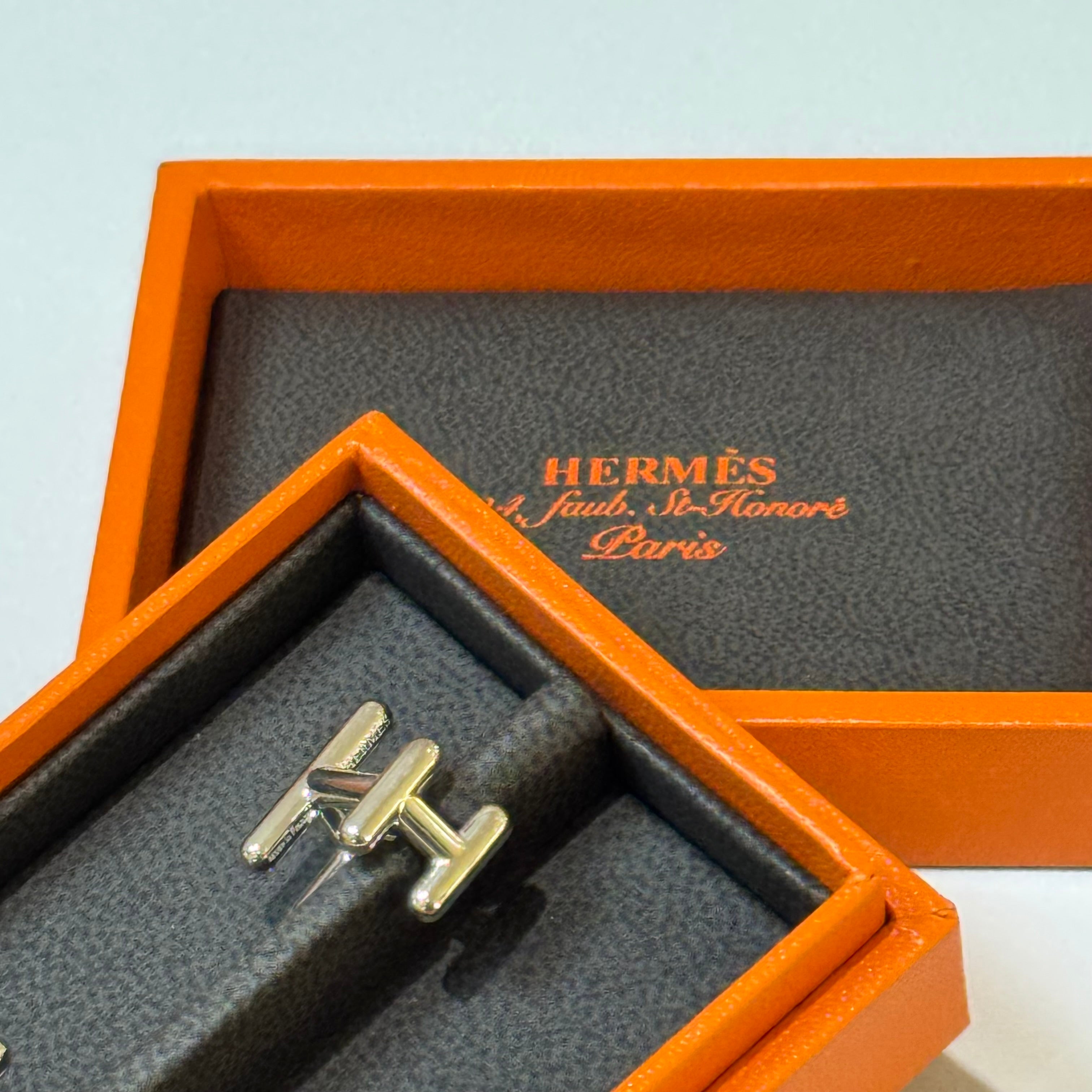 HERMES CLASSIC SILVER CUFFLINKS