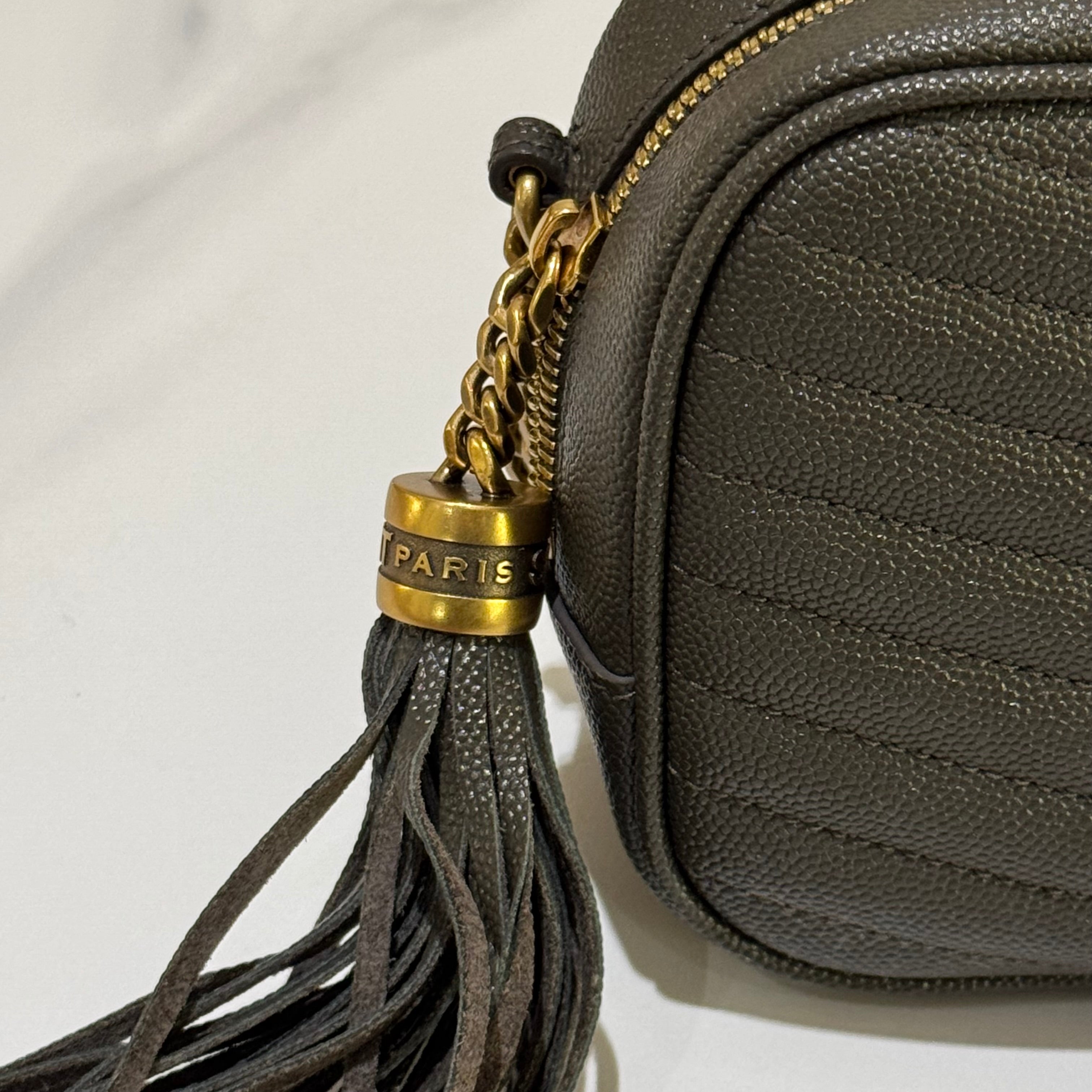 YSL MINI LOU PEBBLE CAMERA BAG WITH TASSEL