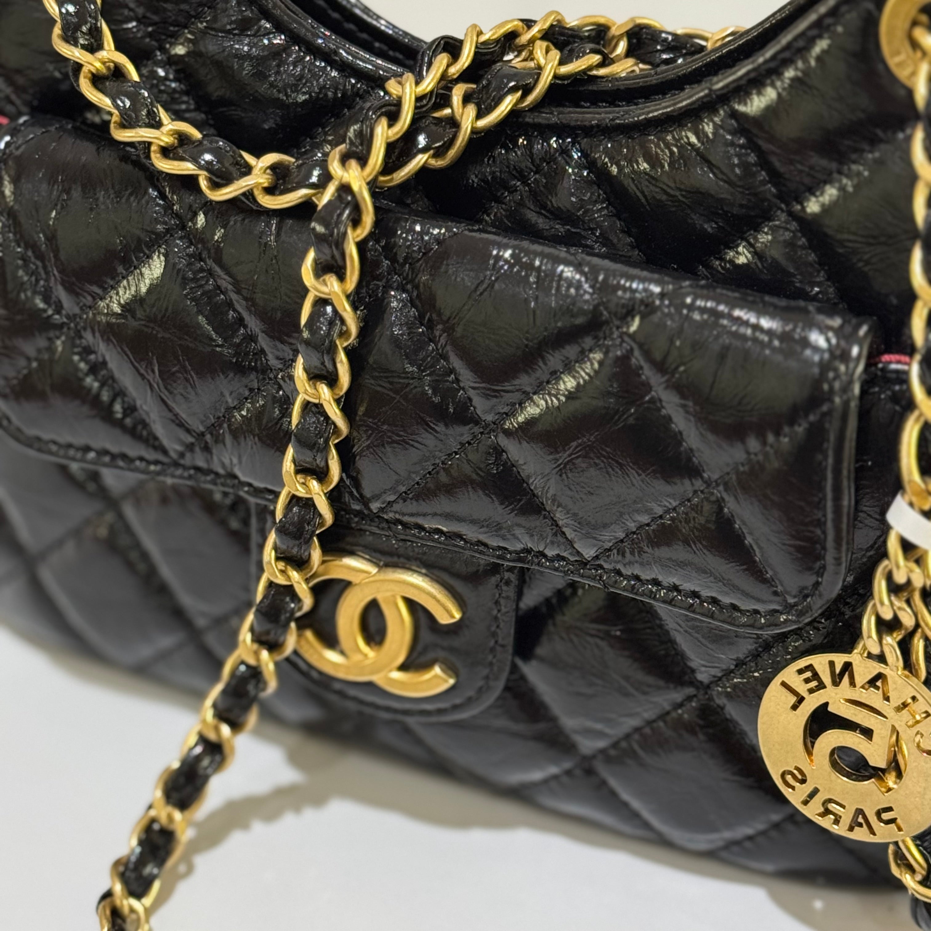 CHANEL 24C HOBO MINI TMALL GENIE WAXED LEATHER CHIP VERSION