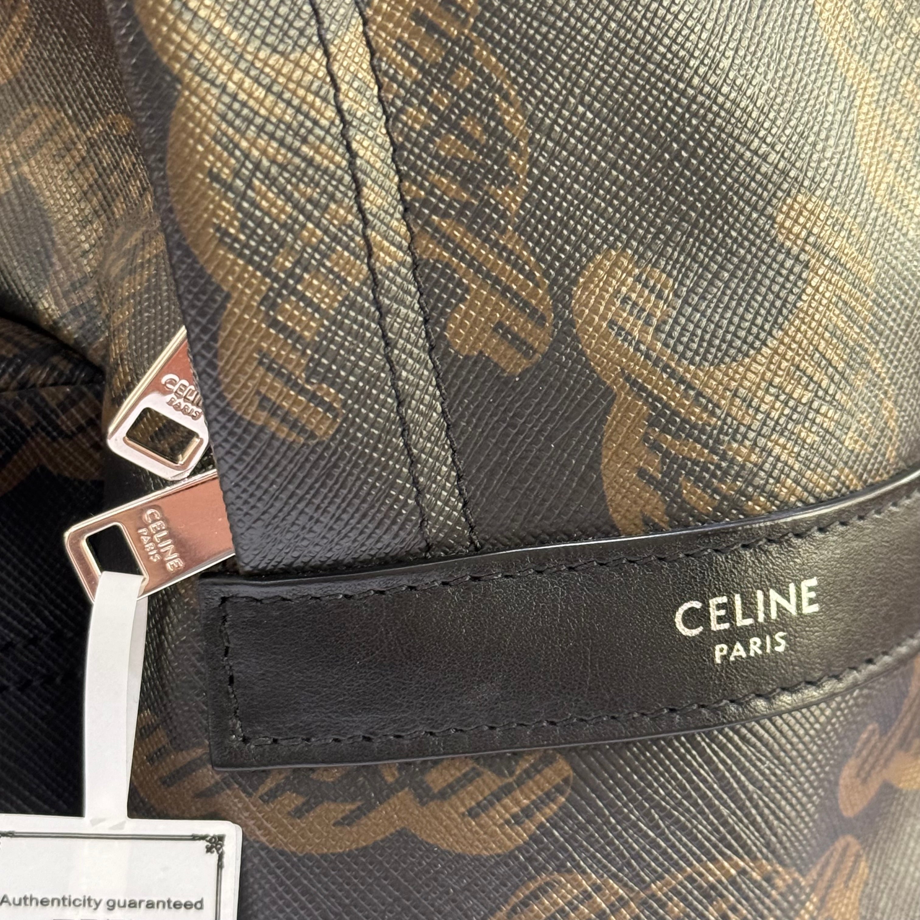 CELINE MEDIUM BACKPACK IN TRIOMPHE CANVAS AND CALFSKIN | COLLINS RAIN