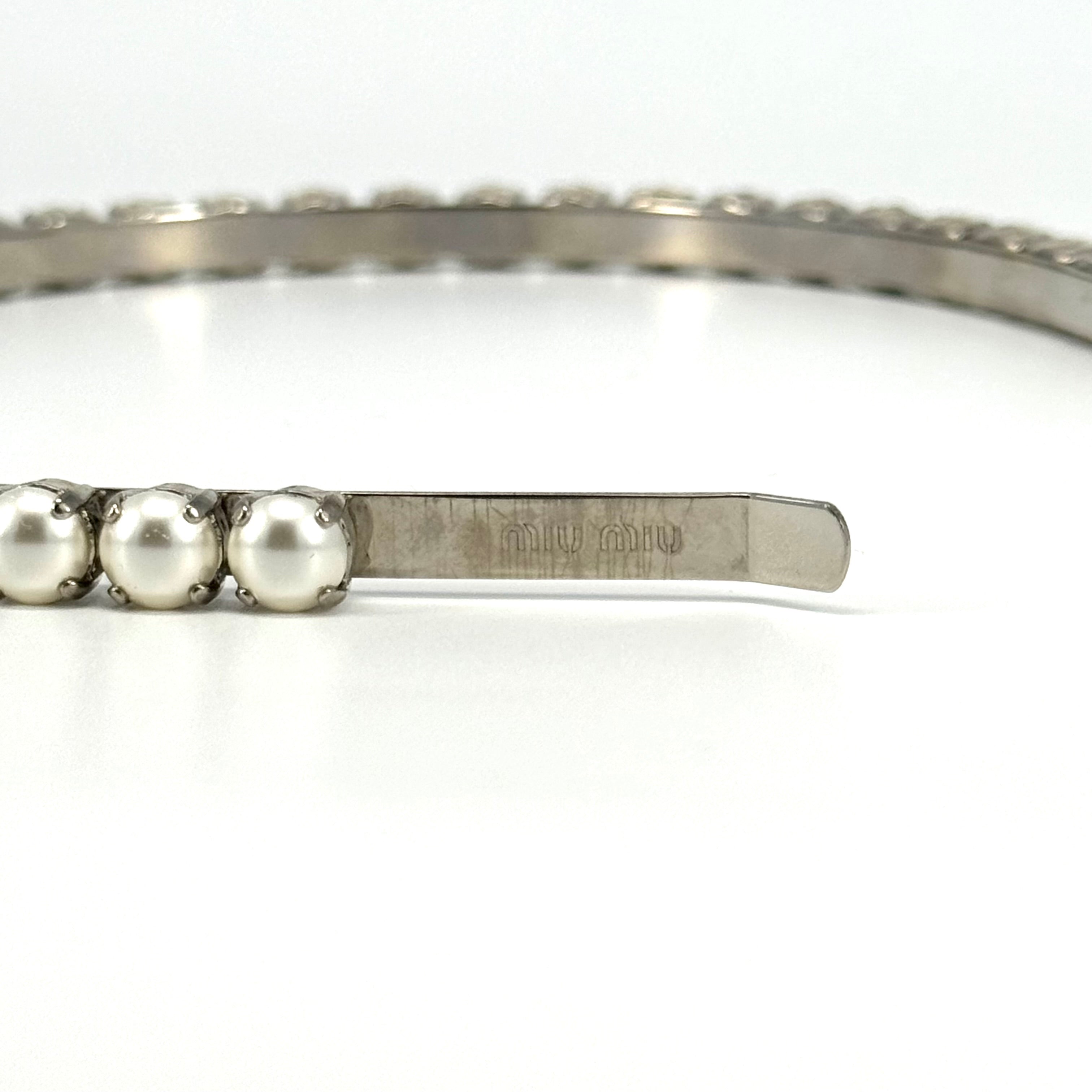 MIU MIU PEARL AND RHINESTONE HEADBAND