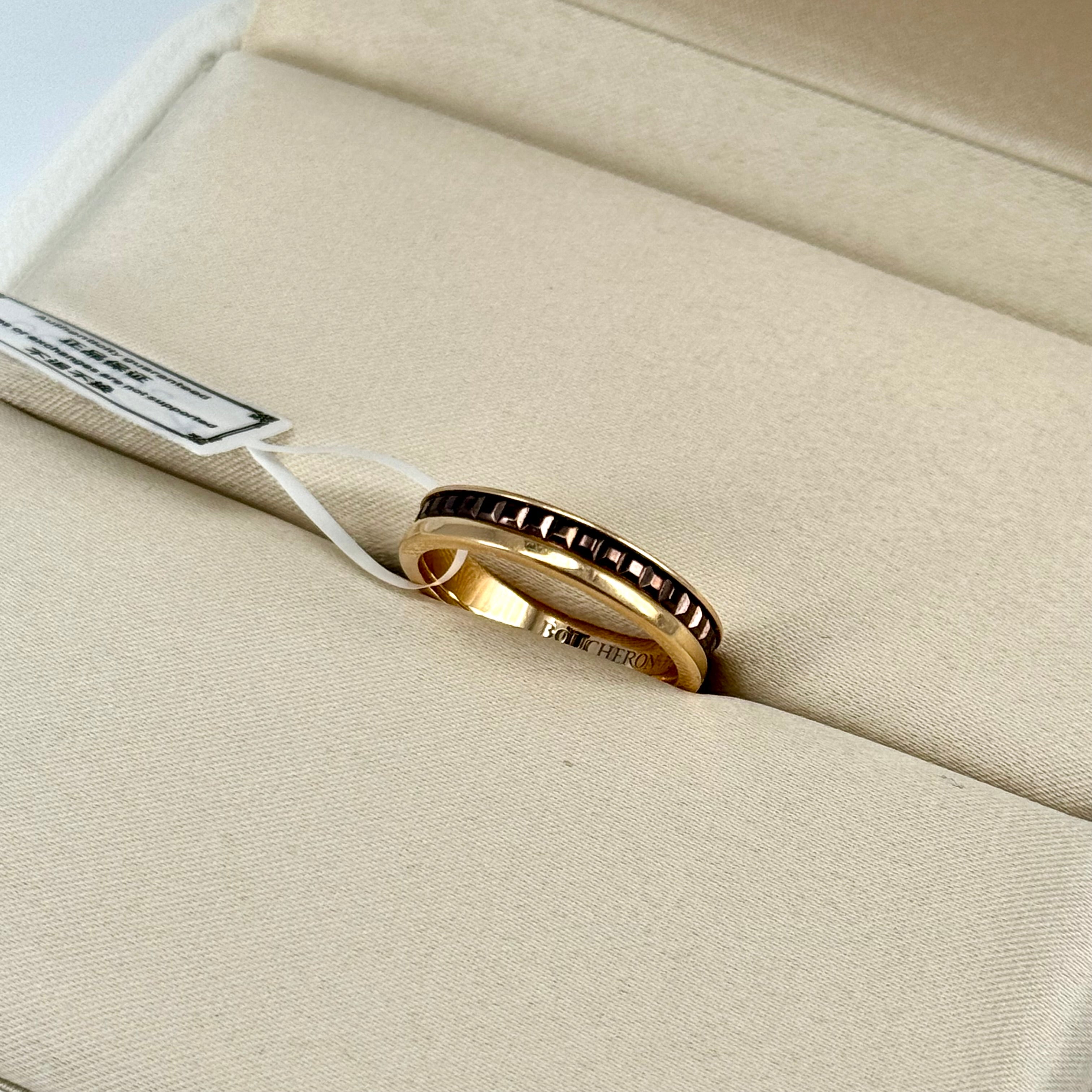 BOURCHERON QUATRE CLASSIQUE WEDDING BAND 18K PINK GOLD AND BROWN PVD