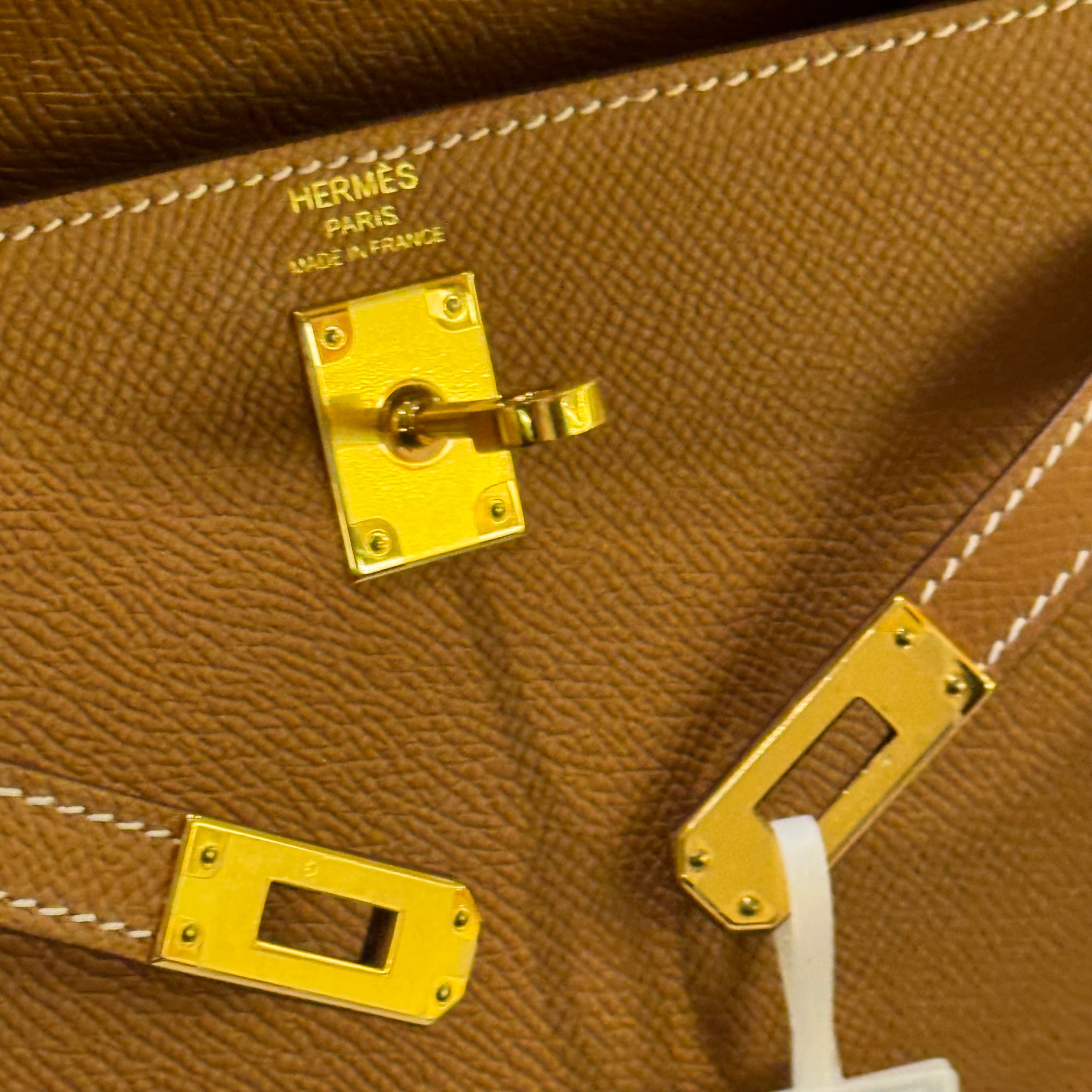 HERMES KELLY 25 EPSOM GOLD BROWN WITH GOLD HARDWARE