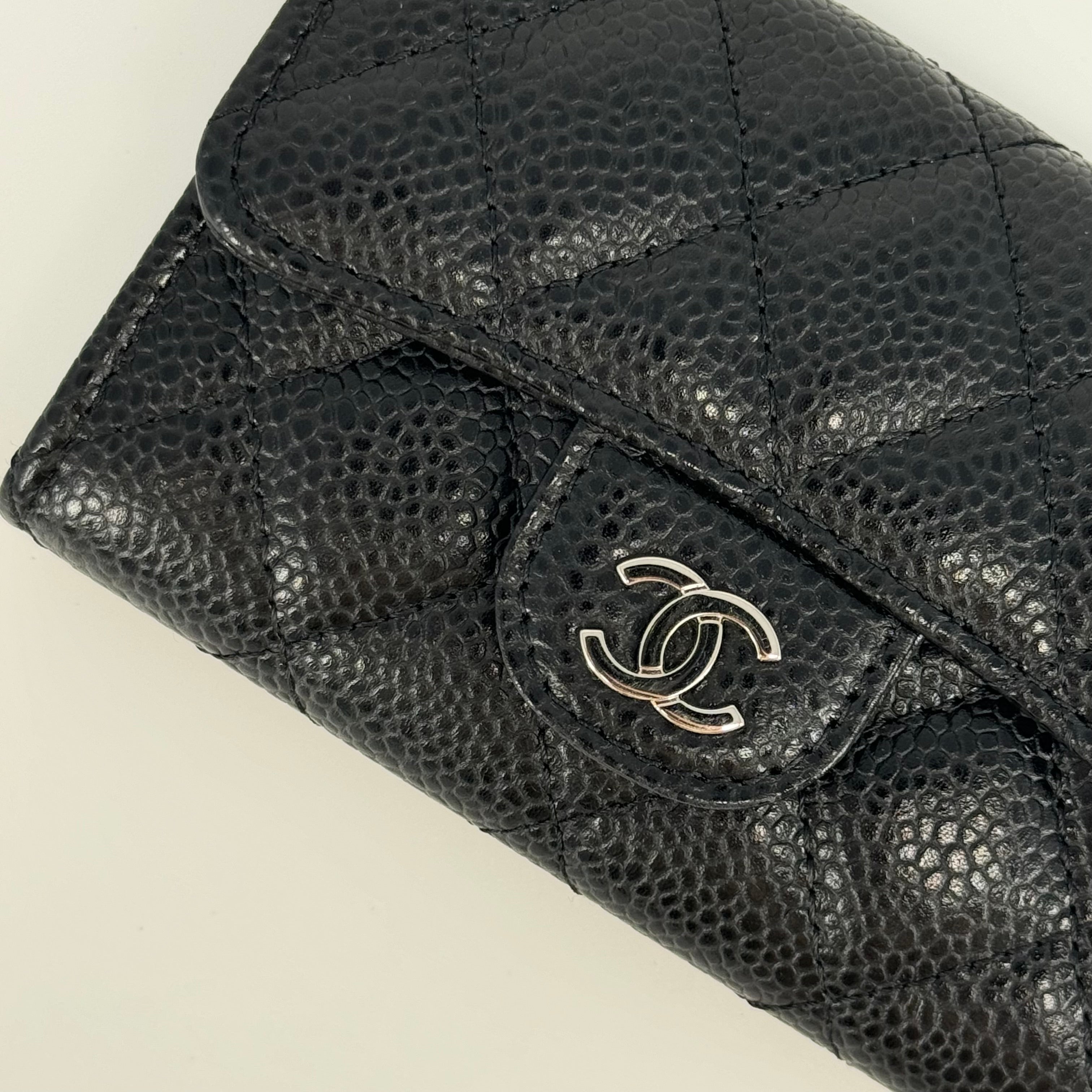 CHANEL CLASSIC FLAP WALLET BLACK CALFSKIN