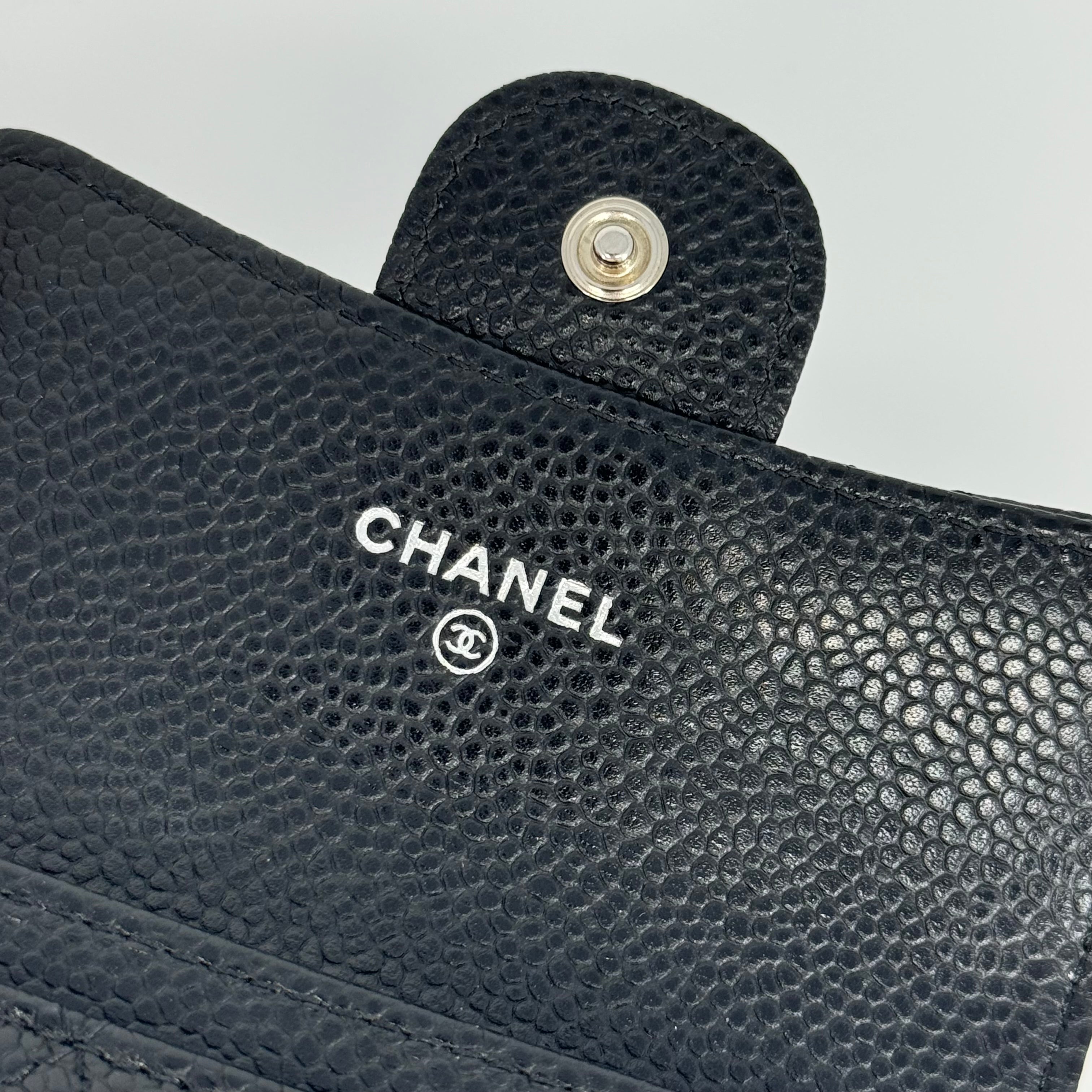 CHANEL CLASSIC FLAP WALLET BLACK CALFSKIN