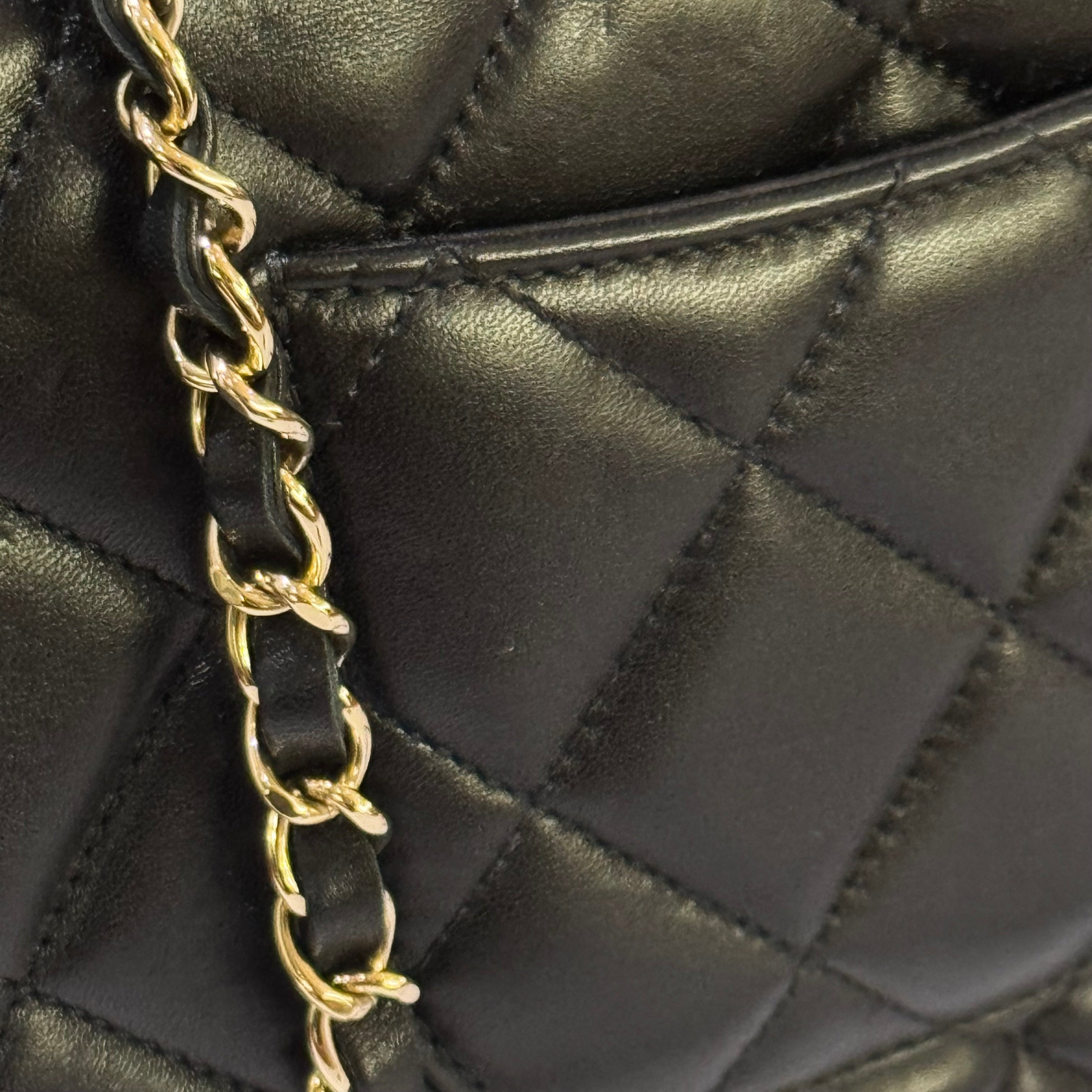 CHANEL TRENDY CC BLACK GOLD QUILTED HANDLE BAG