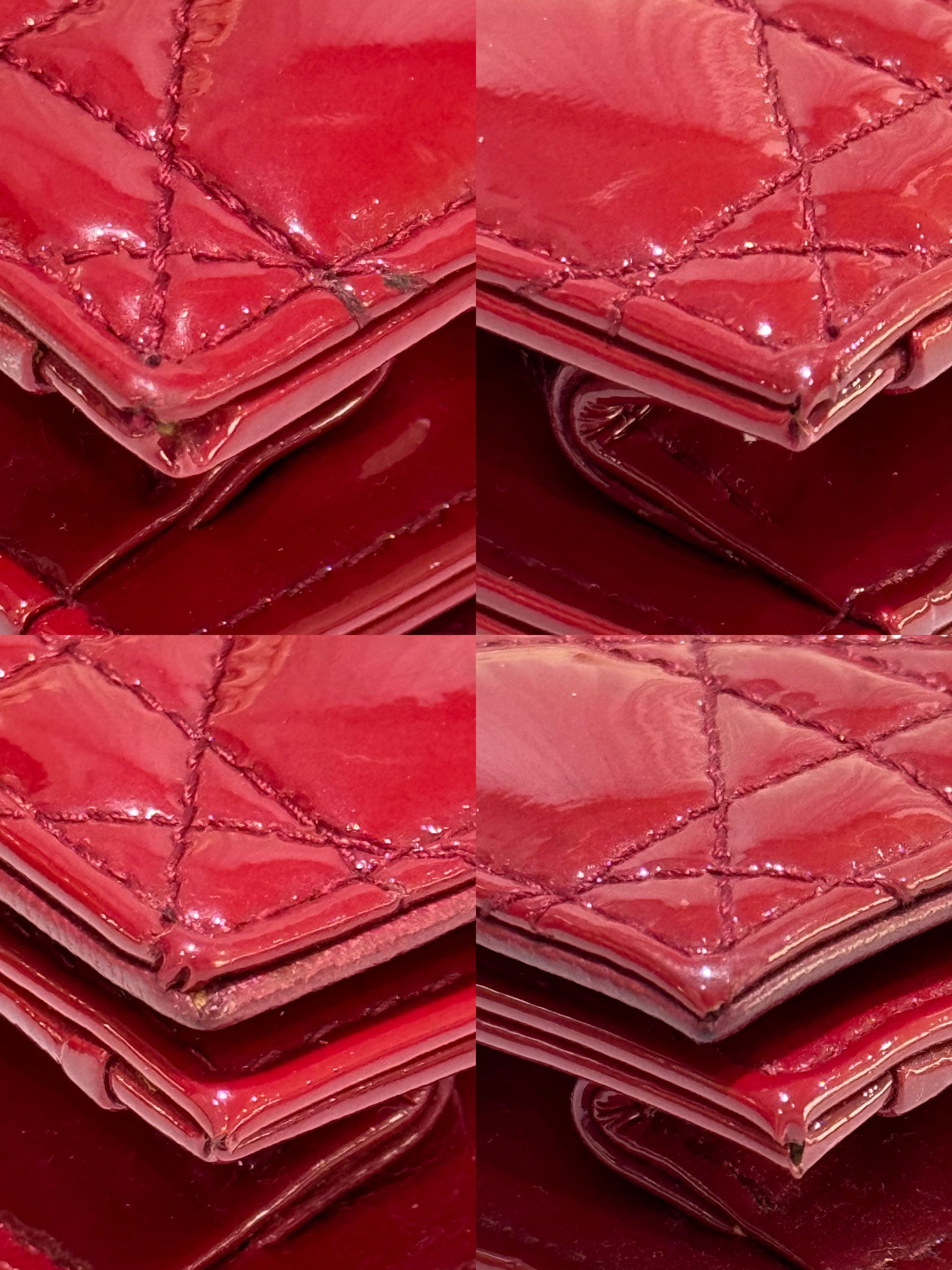 DIOR LADY DIOR POUCH RED PATENT LEATHER | COLLINS RAIN