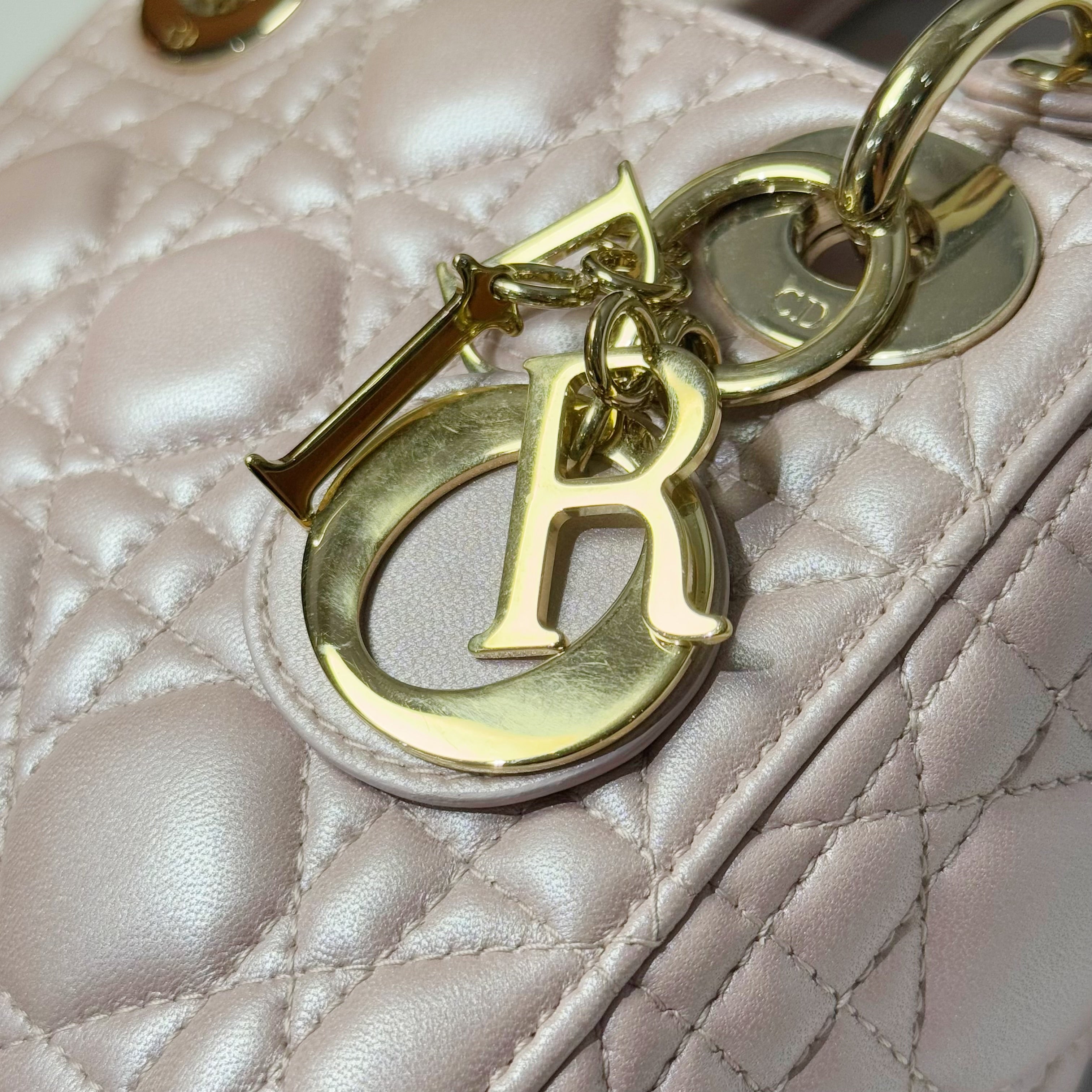 DIOR MINI LADY DIOR LAMBSKIN LOTUS PINK LGHW