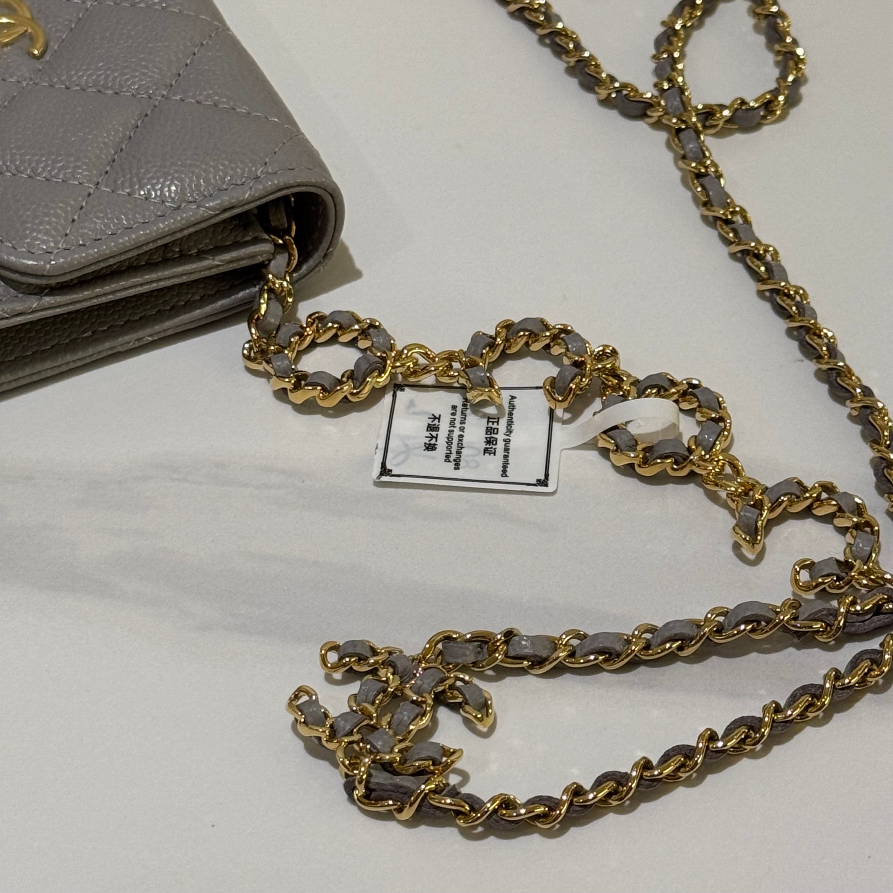 CHANEL MINI BAG COCO GREY COIN PURSE CHAIN BAG