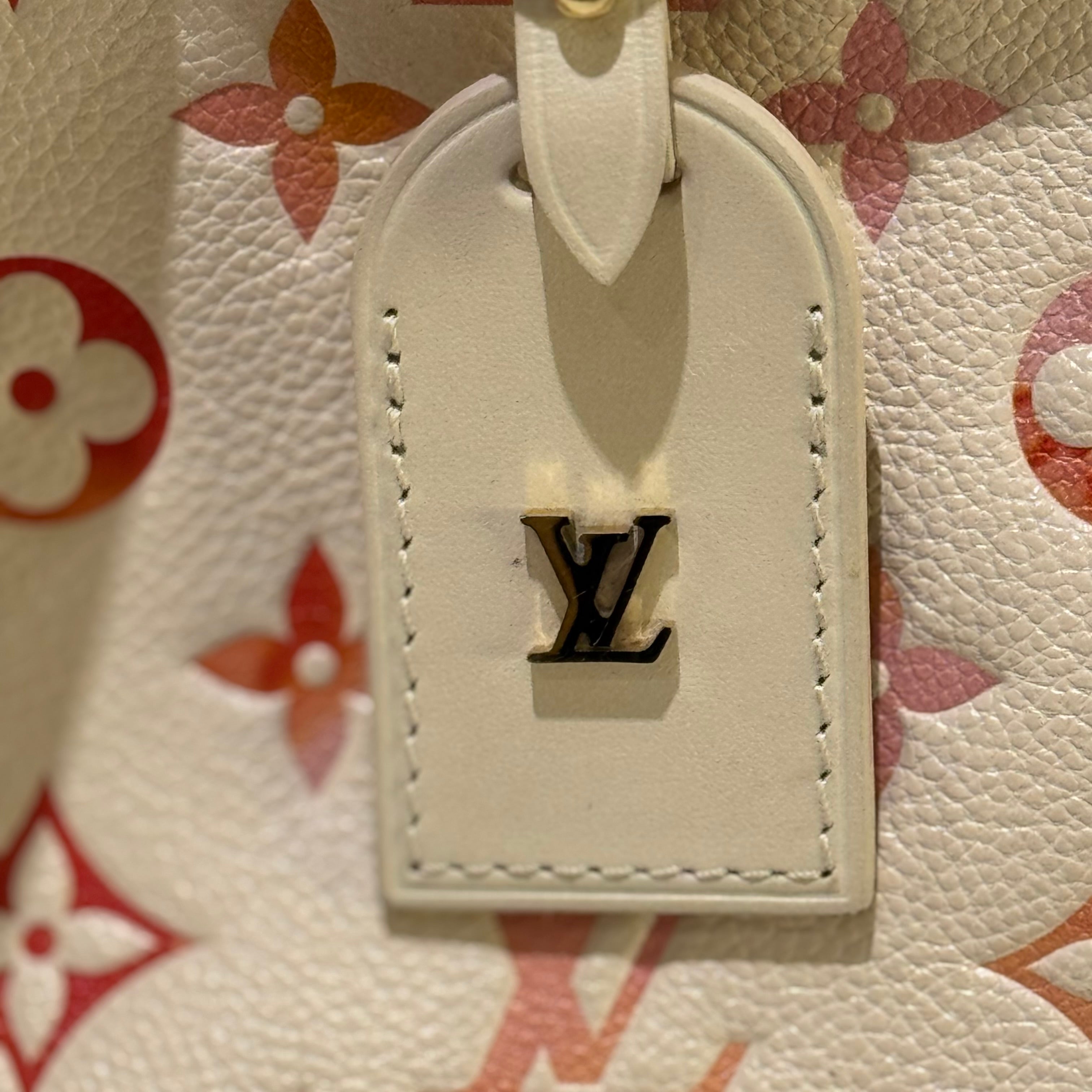 LOUIS VUITTON CARRYALL STRAWBERRY PINK GRADIENT EMBOSSED LOGO FULL LEATHER