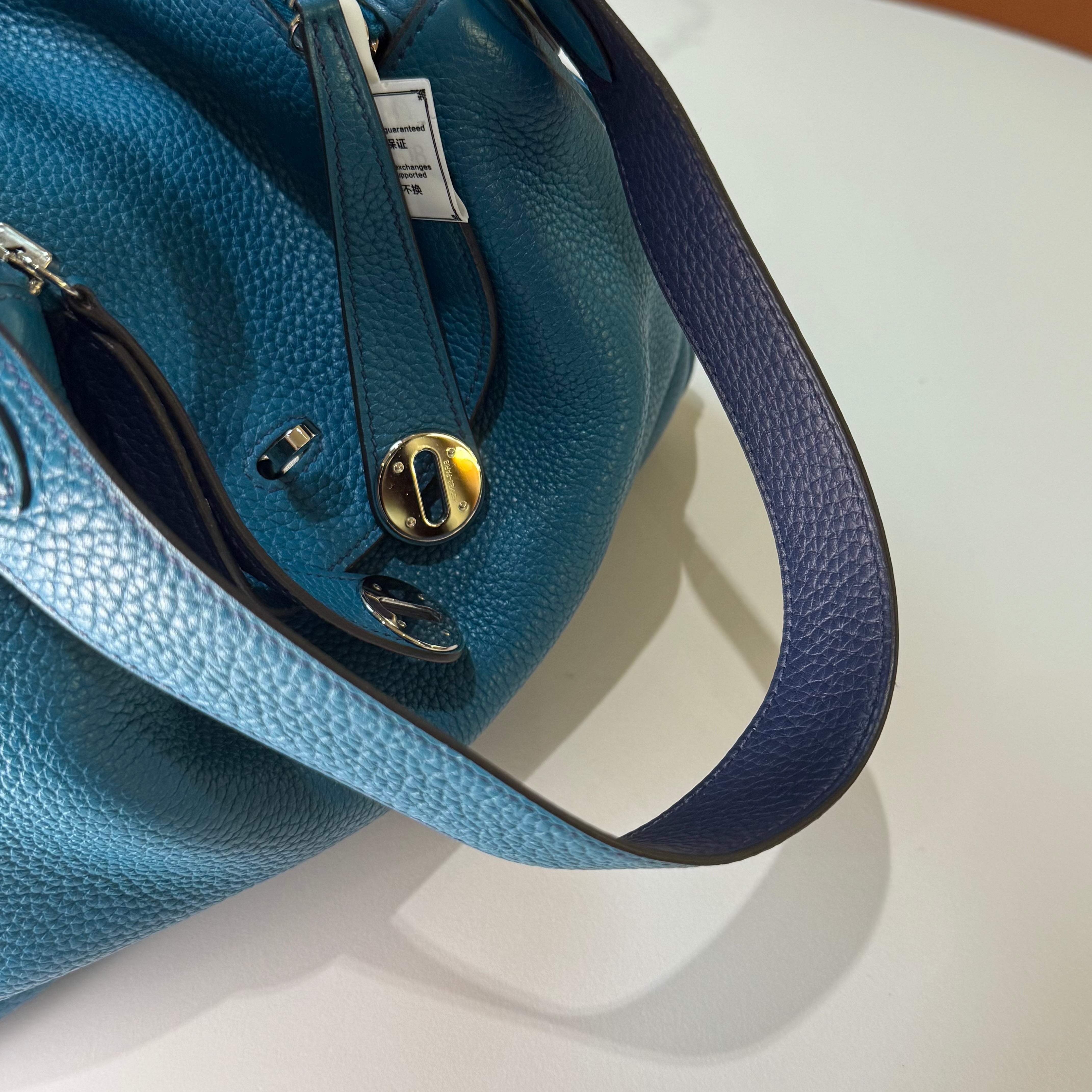 HERMES LINDY 30 AND TURQUOISE  BLUE SILVER STAMP R